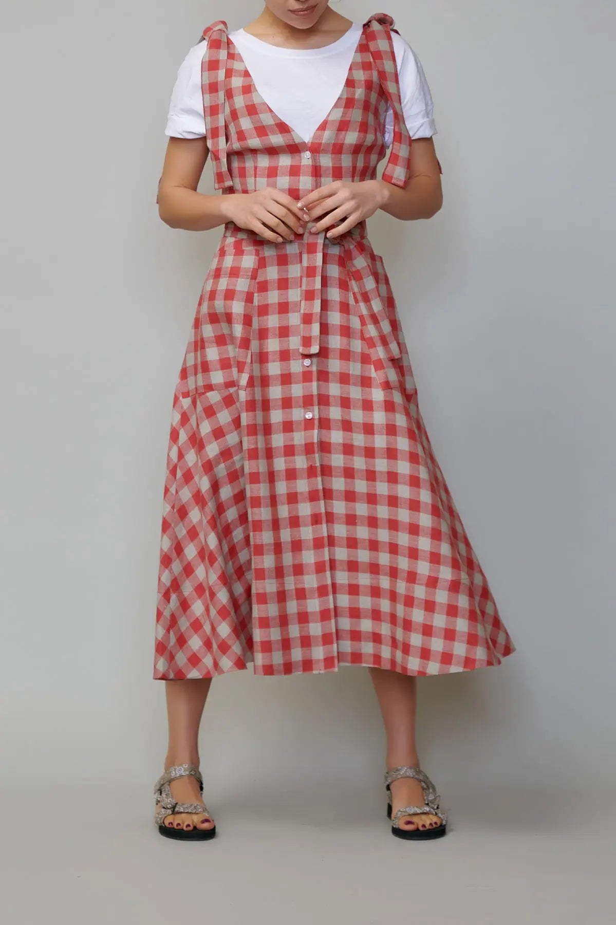 Sarafan din in în carouri rosii milla milla