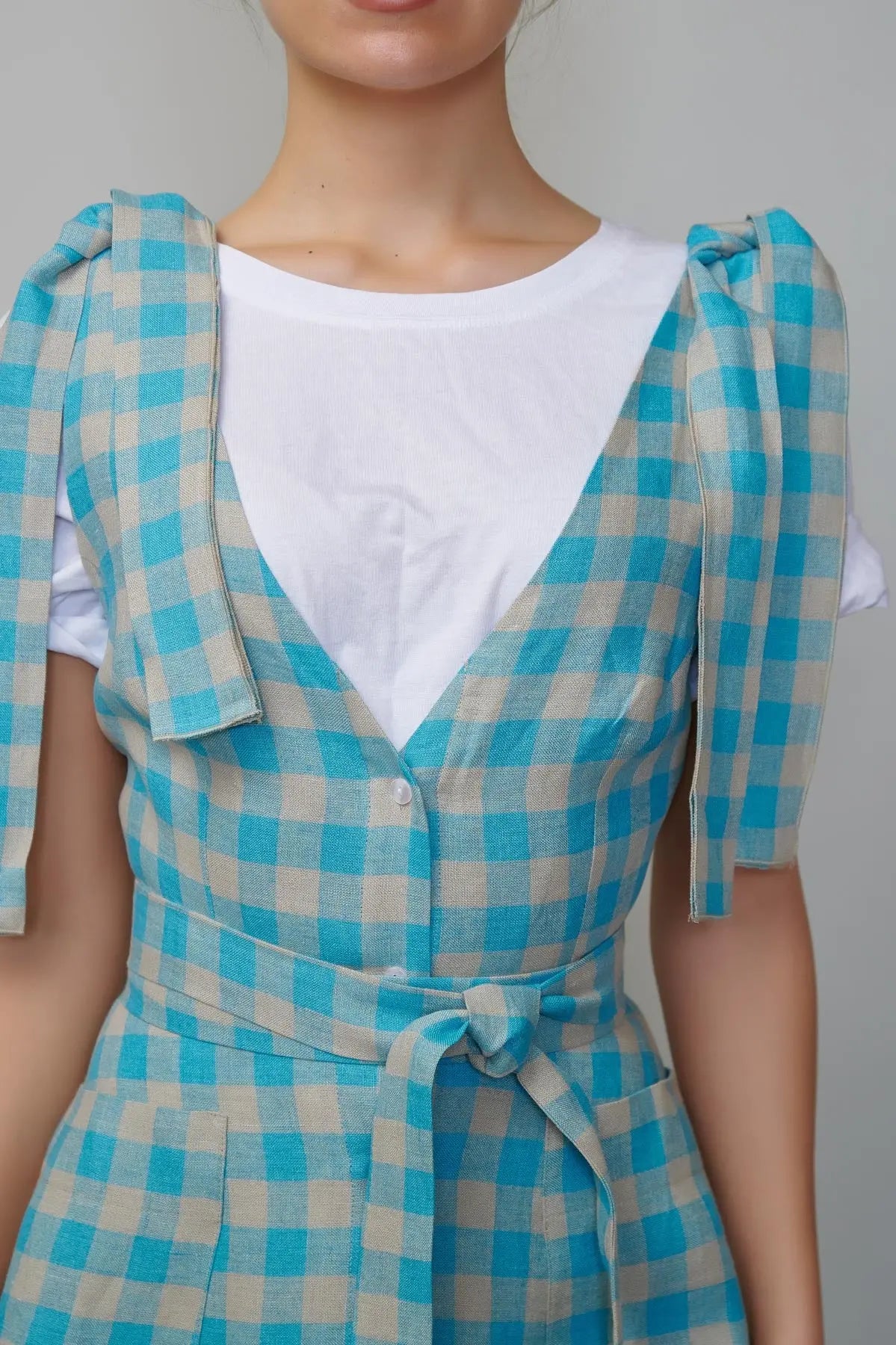 Sarafan din in în carouri turcoaz milla milla