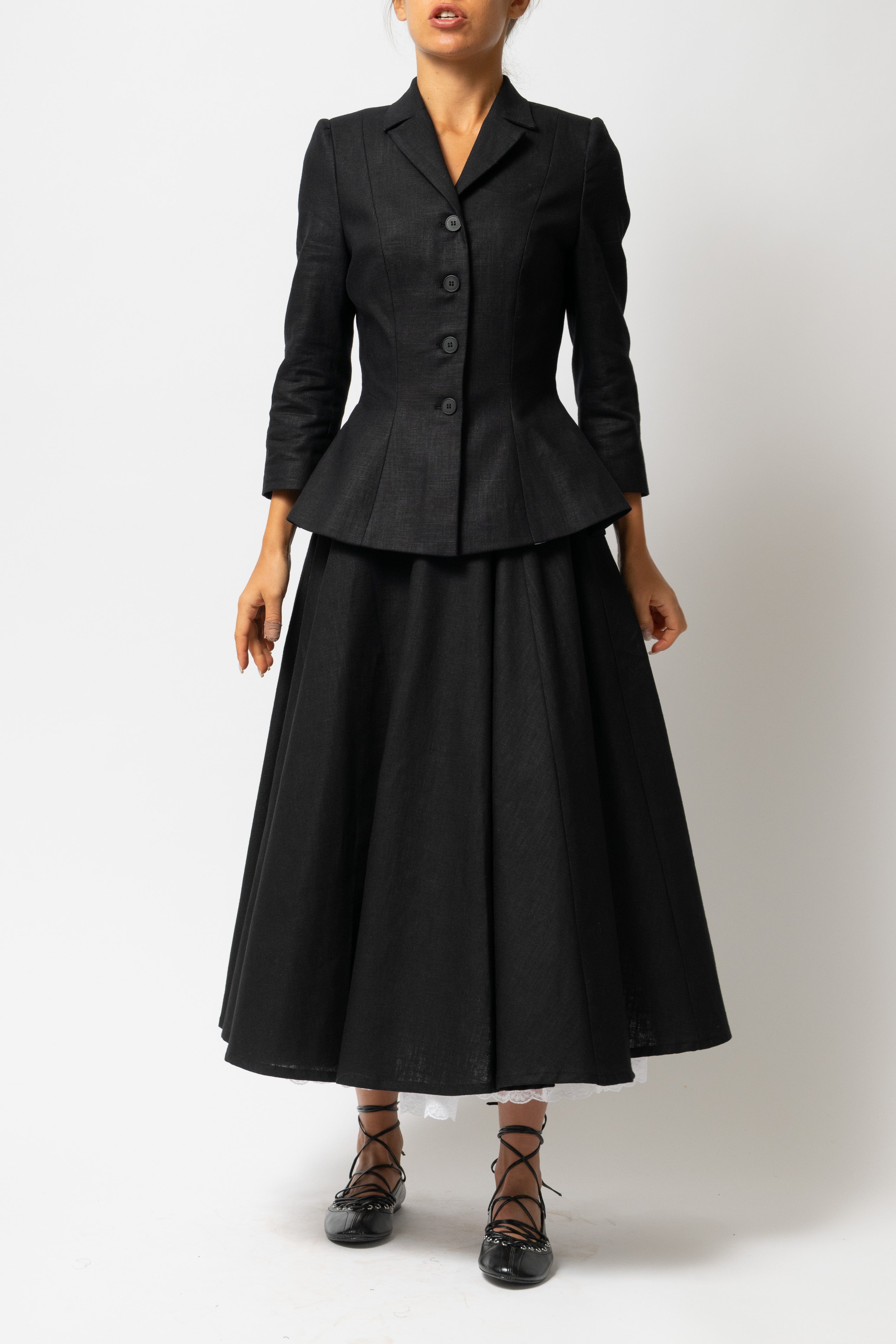 Fusta Midi Clos din In, Negru 