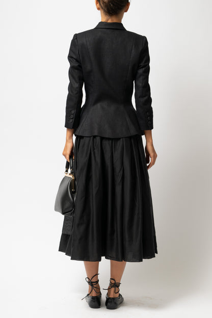 Sacou cu Guler cu Revere din In, Negru