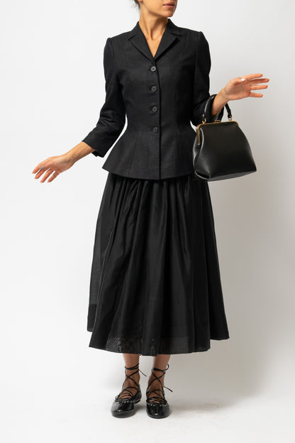 Sacou cu Guler cu Revere din In, Negru