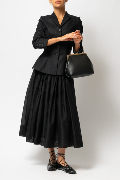 Sacou cu Guler cu Revere din In, Negru