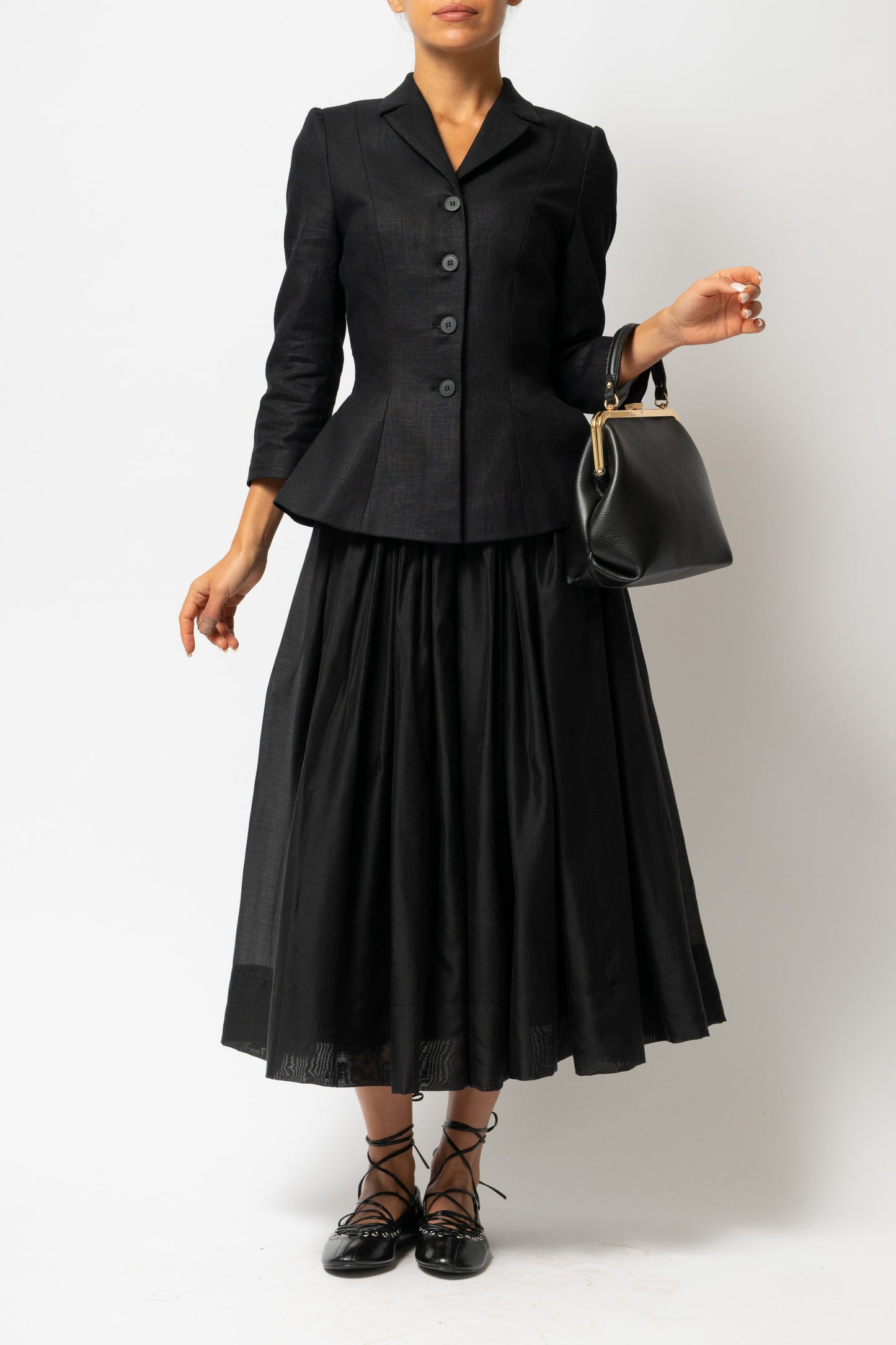 Sacou cu Guler cu Revere din In, Negru