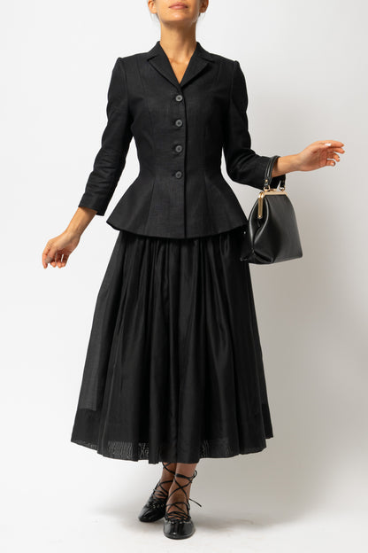 Sacou cu Guler cu Revere din In, Negru