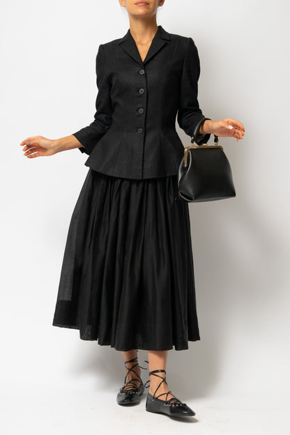 Sacou cu Guler cu Revere din In, Negru