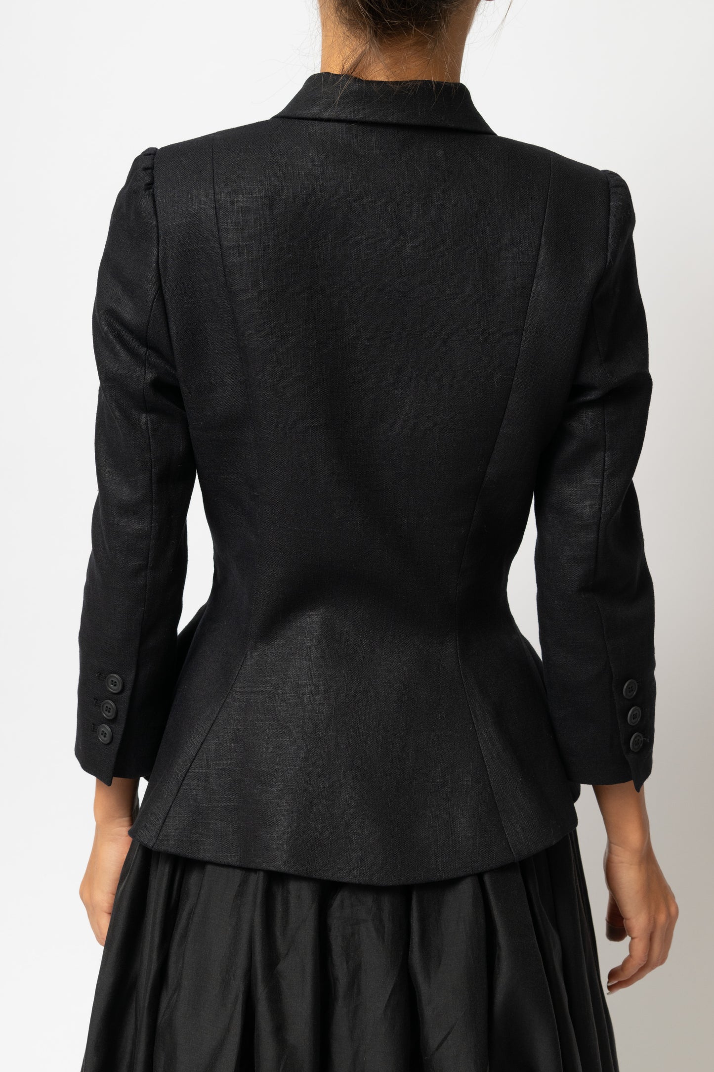 Sacou cu Guler cu Revere din In, Negru