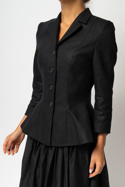 Sacou cu Guler cu Revere din In, Negru