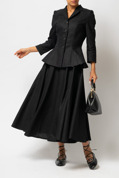 Sacou cu Guler cu Revere din In, Negru