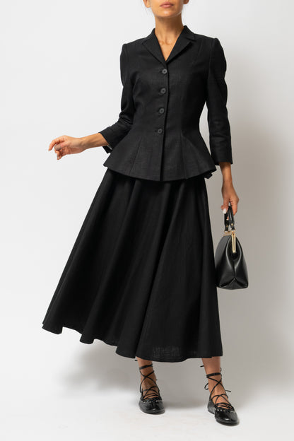 Sacou cu Guler cu Revere din In, Negru