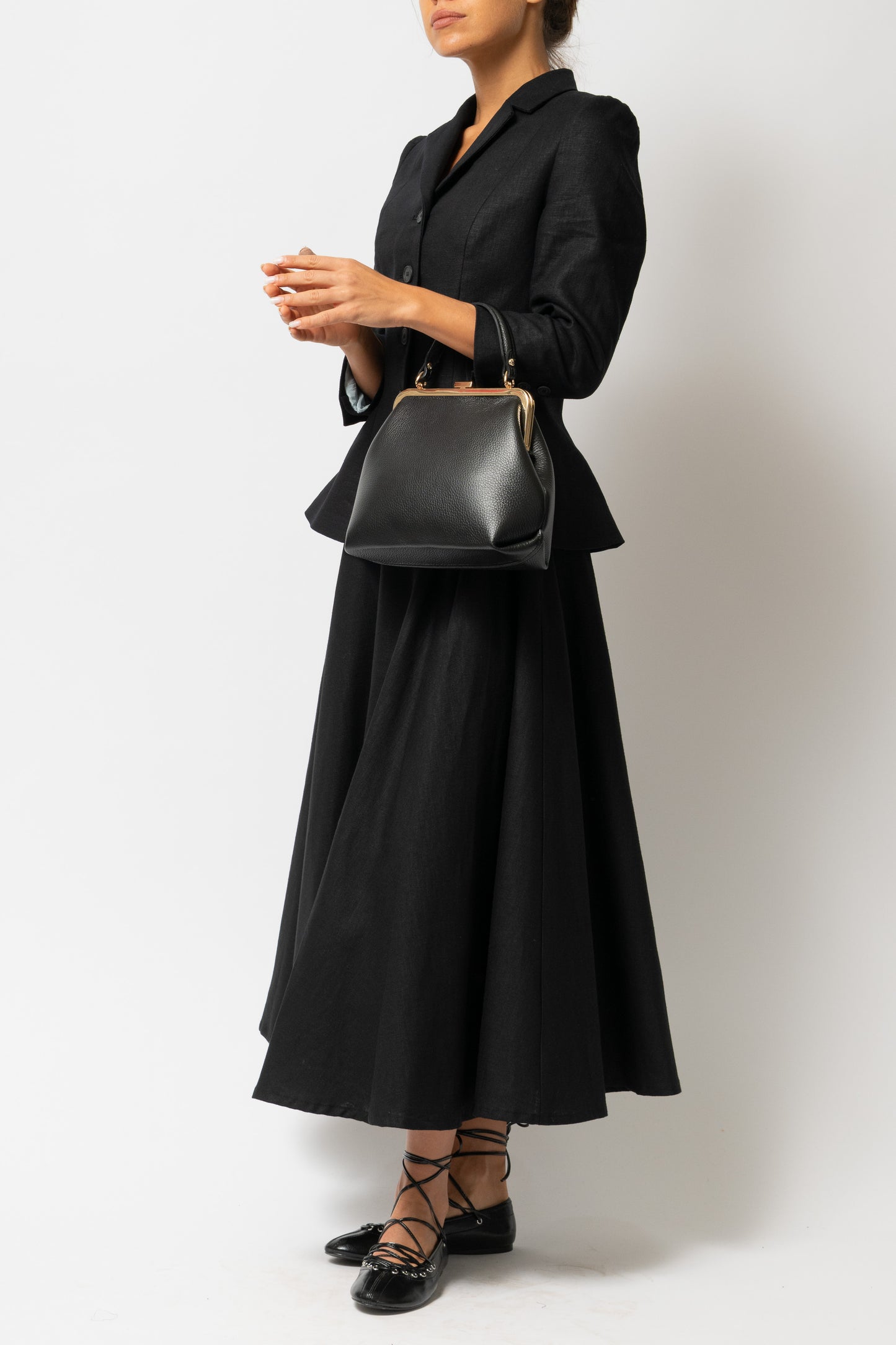 Sacou cu Guler cu Revere din In, Negru