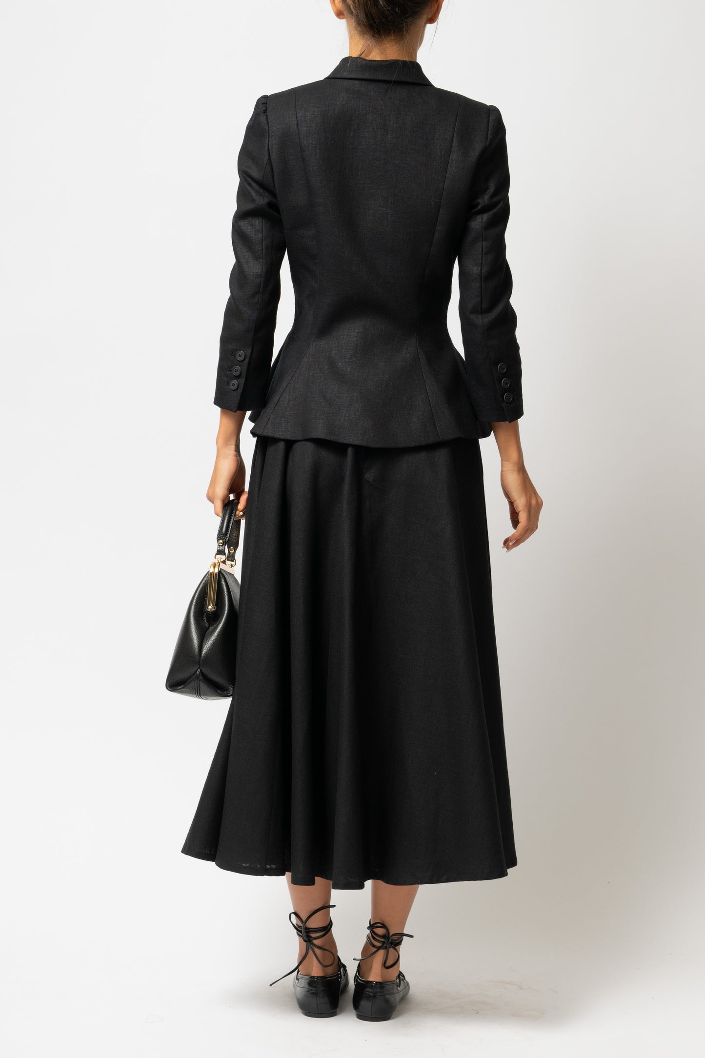 Sacou cu Guler cu Revere din In, Negru