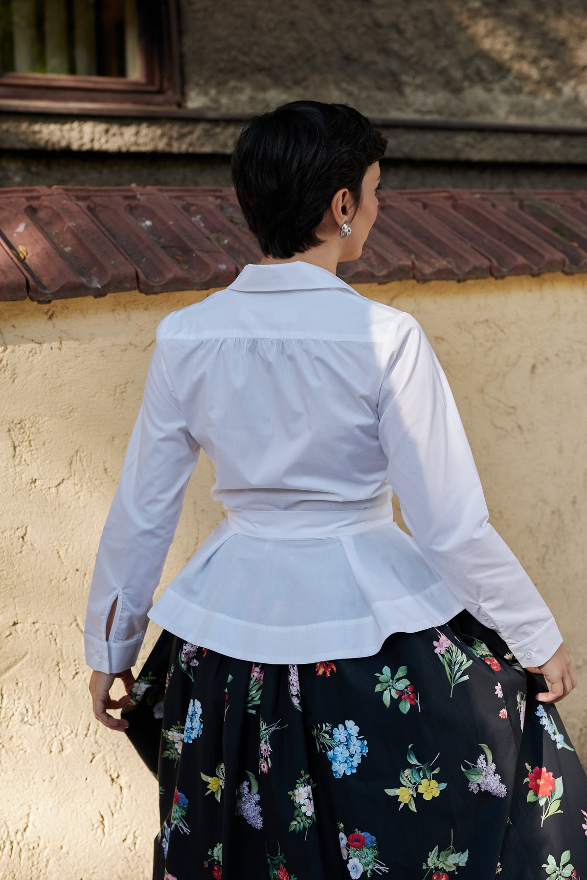 Camasa cu Peplum, din Bumbac Alb