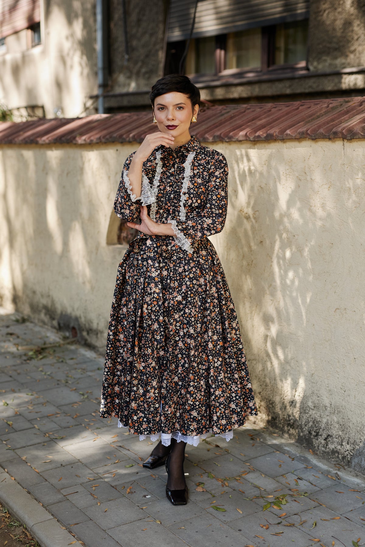 Rochie Camasa Midi din Bumbac Negru