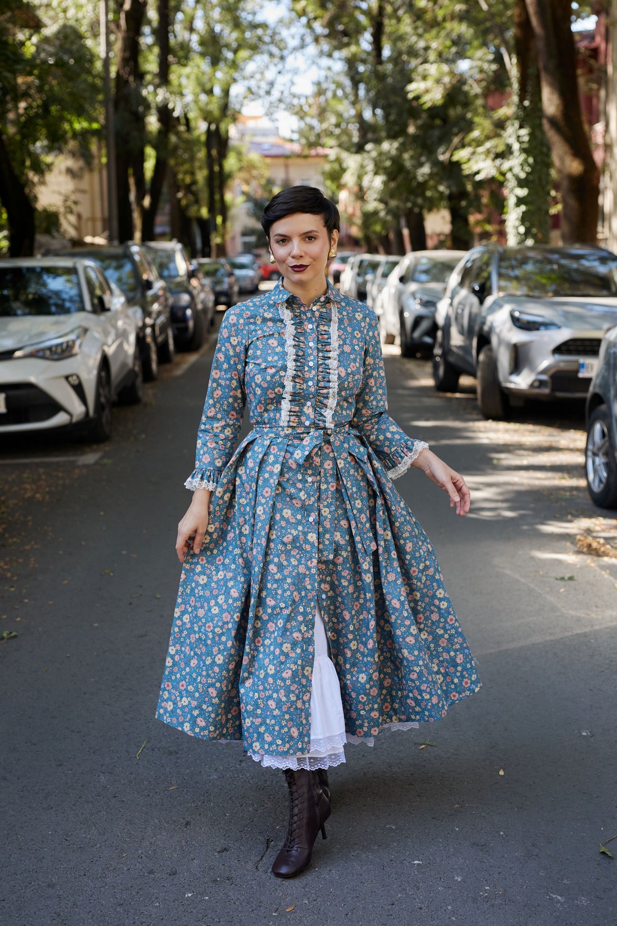 Rochie Camasa Midi din Bumbac Bleu