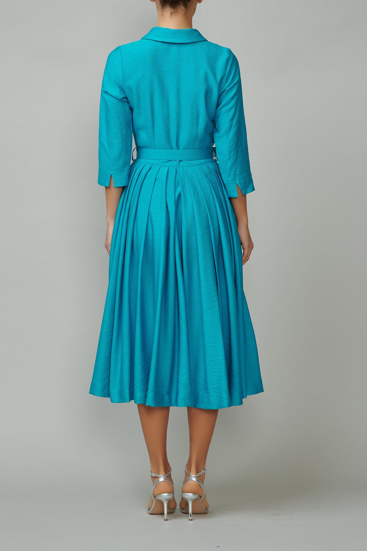 Rochie Camasa Midi din Rayon, Turcoaz