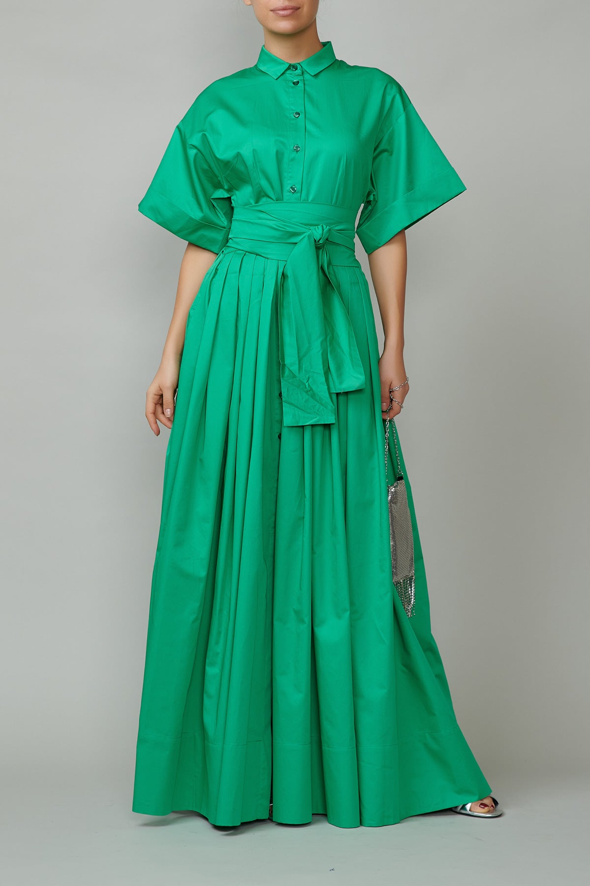 Rochie Camasa Lunga din Bumbac, Verde