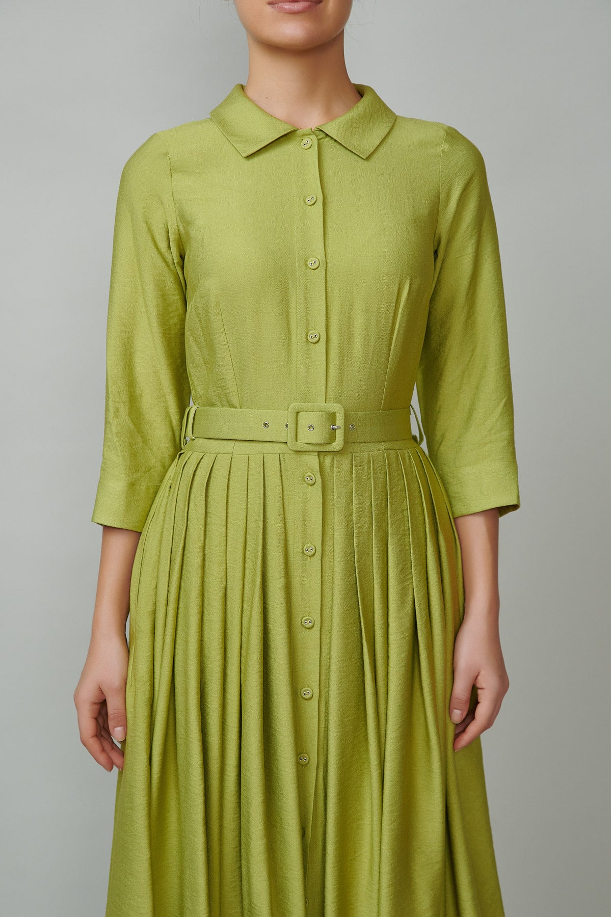 Olive green shirt dress