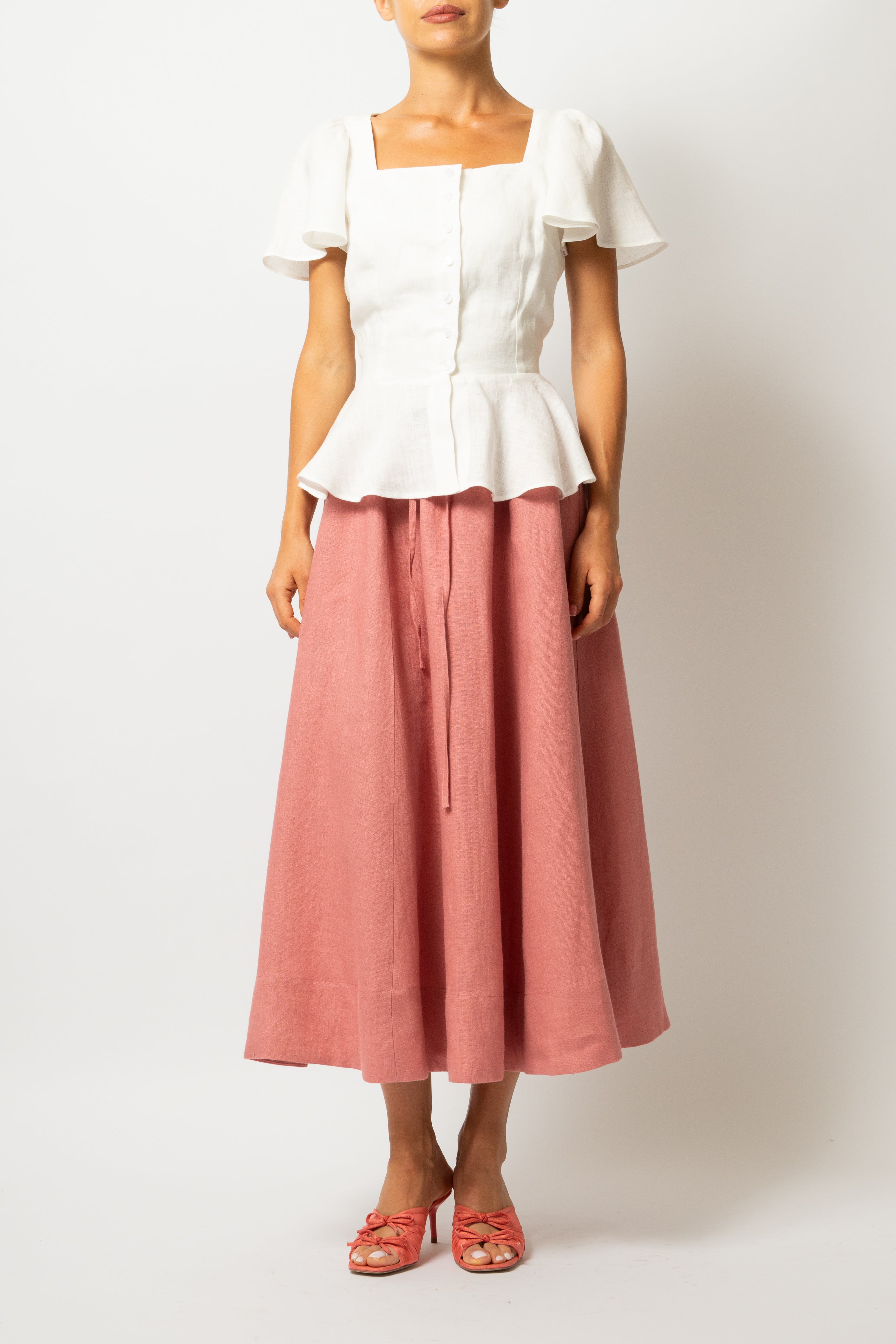Bluza cu Peplum si Nasturi, din In Alb