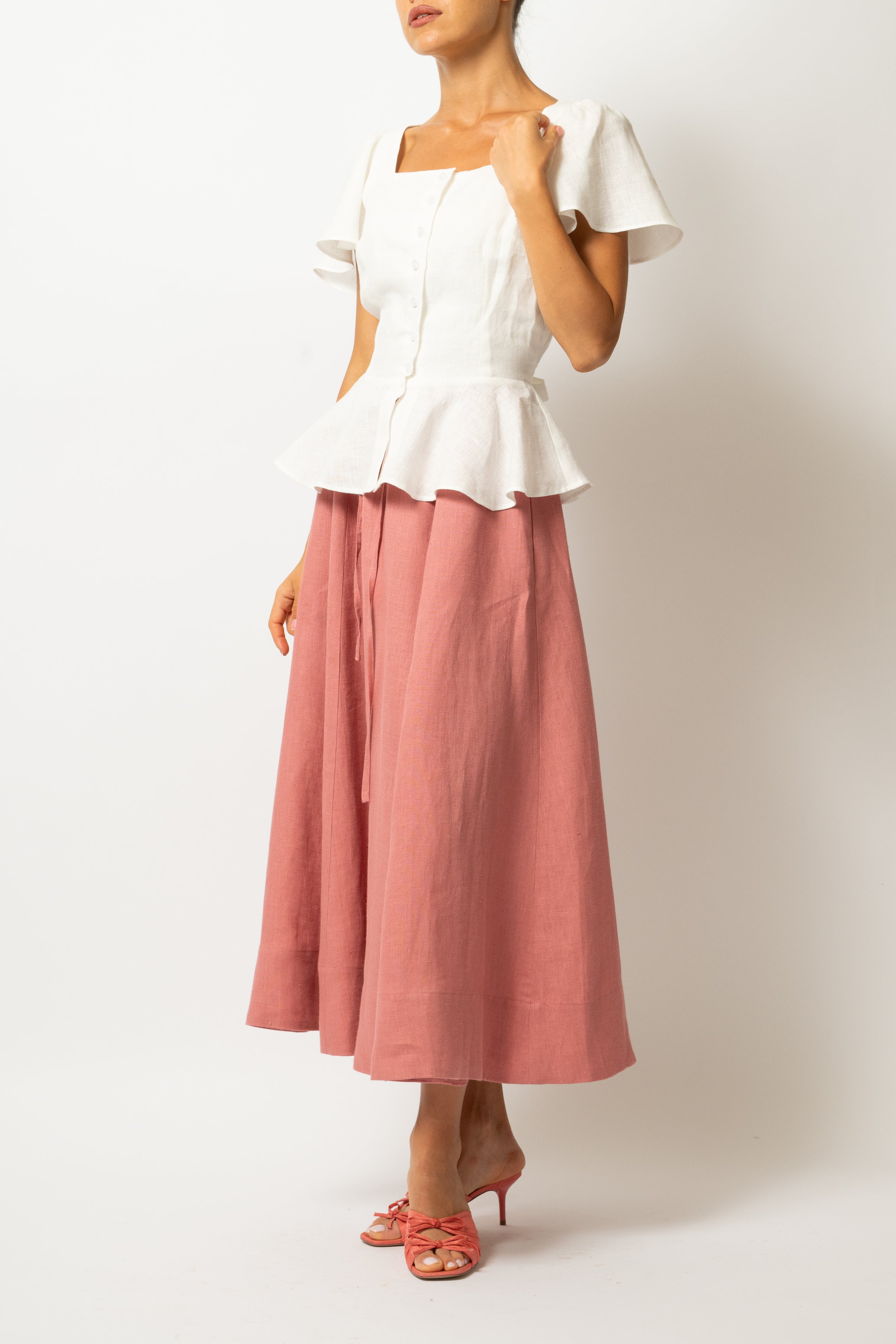 Bluza cu Peplum si Nasturi, din In Alb