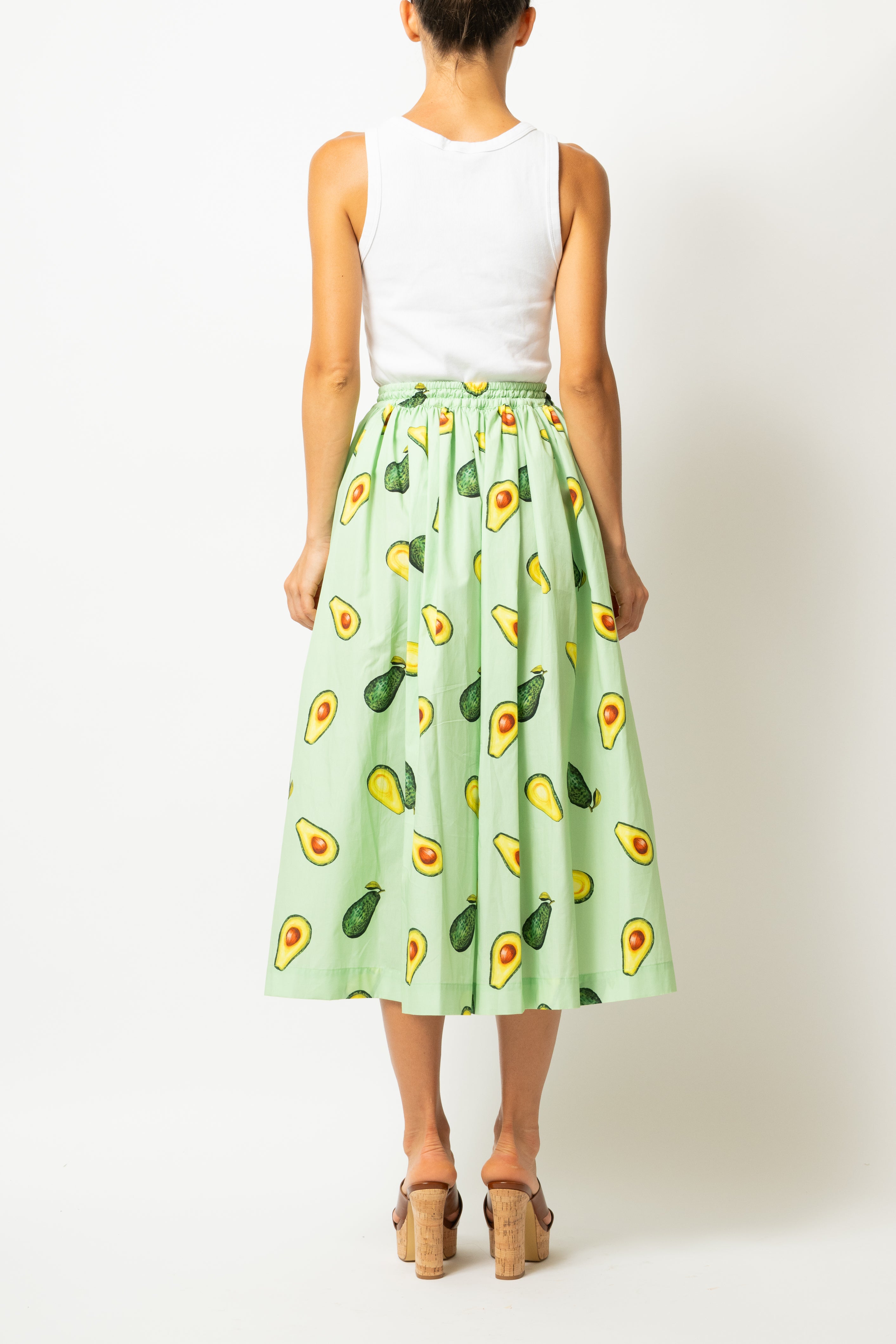 Fusta Midi cu Imprimeu Avocado