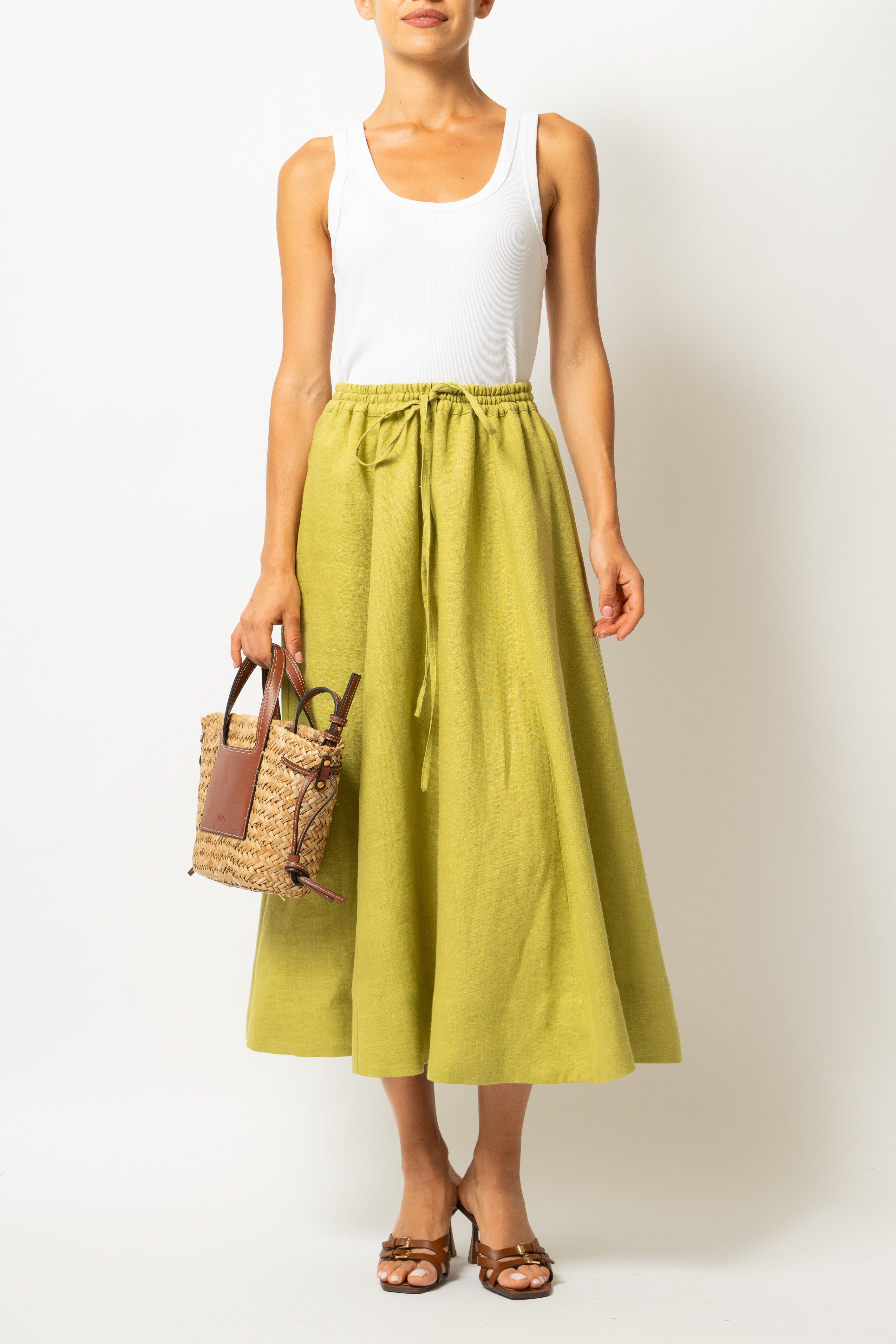 Fusta Midi din In Verde Fistic