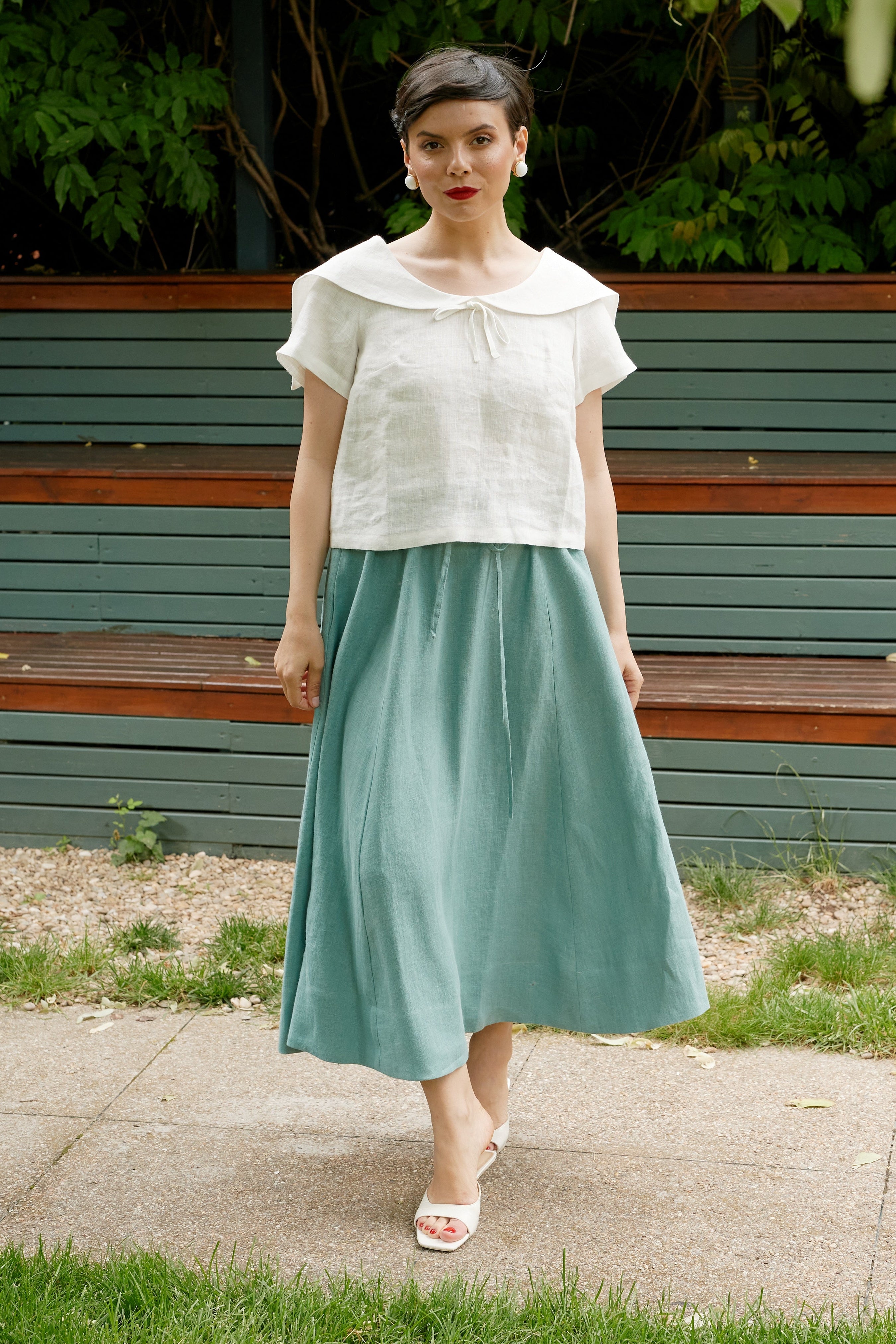 Fusta Midi din In Verde Menta