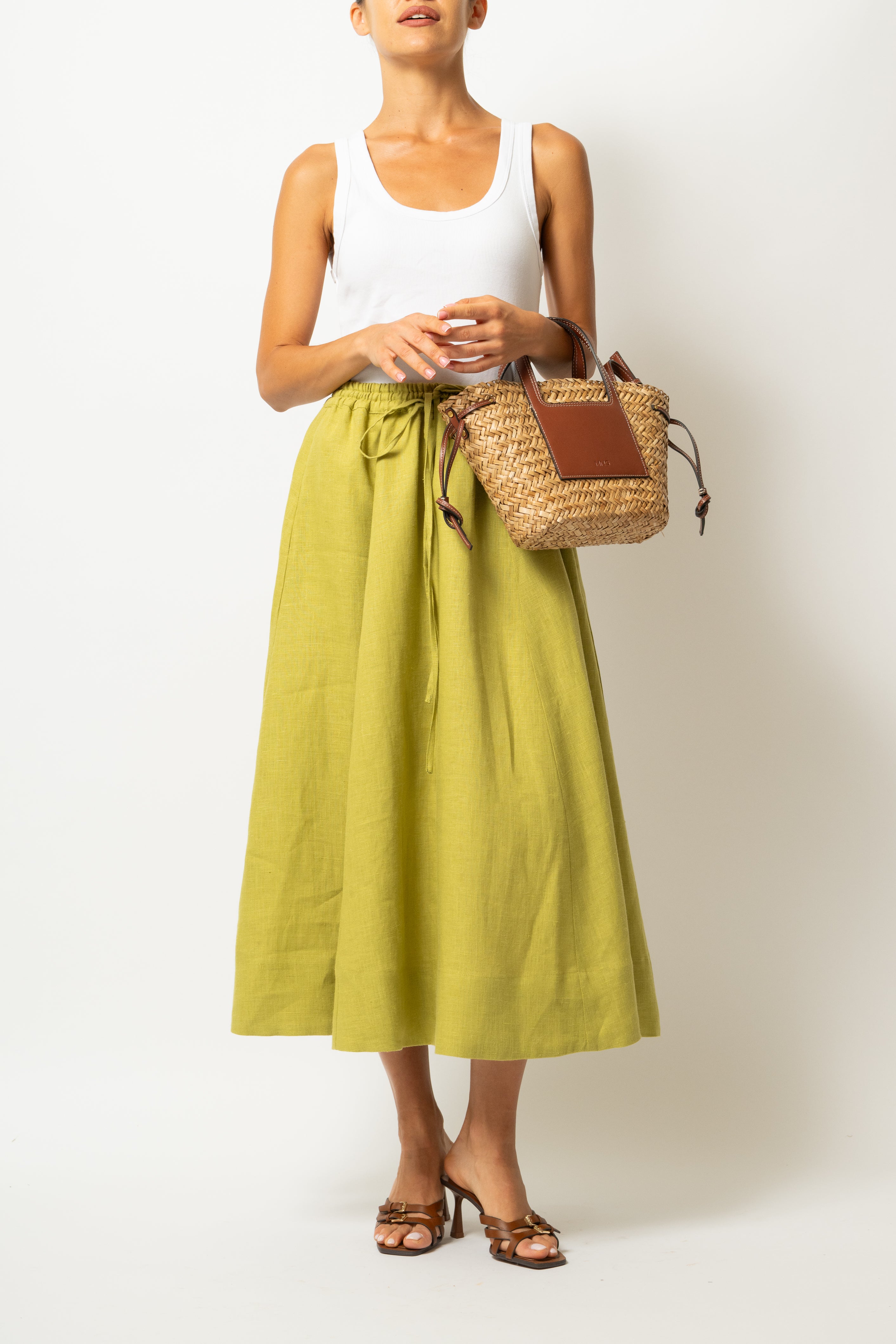 Fusta Midi din In Verde Fistic