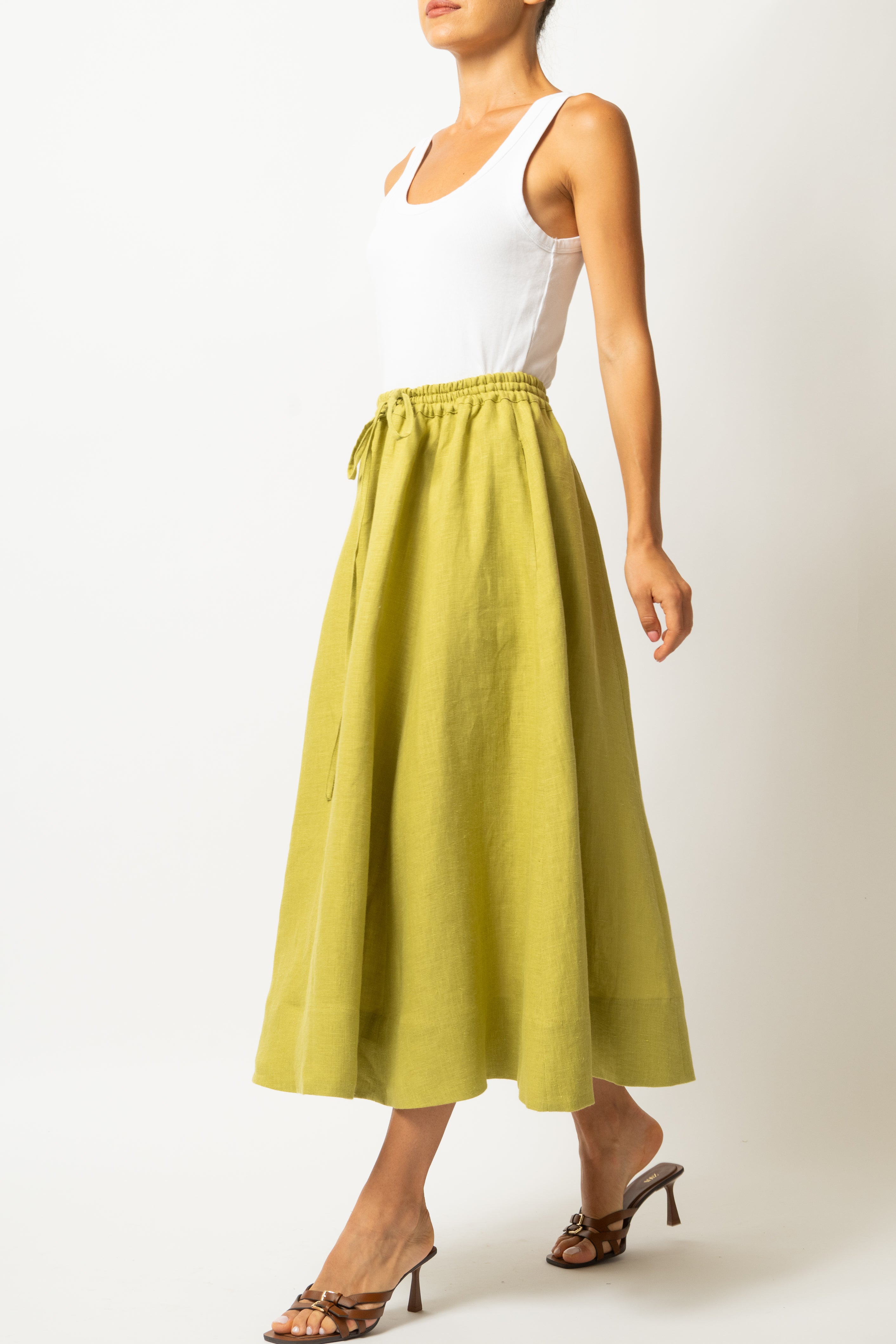 Fusta Midi din In Verde Fistic