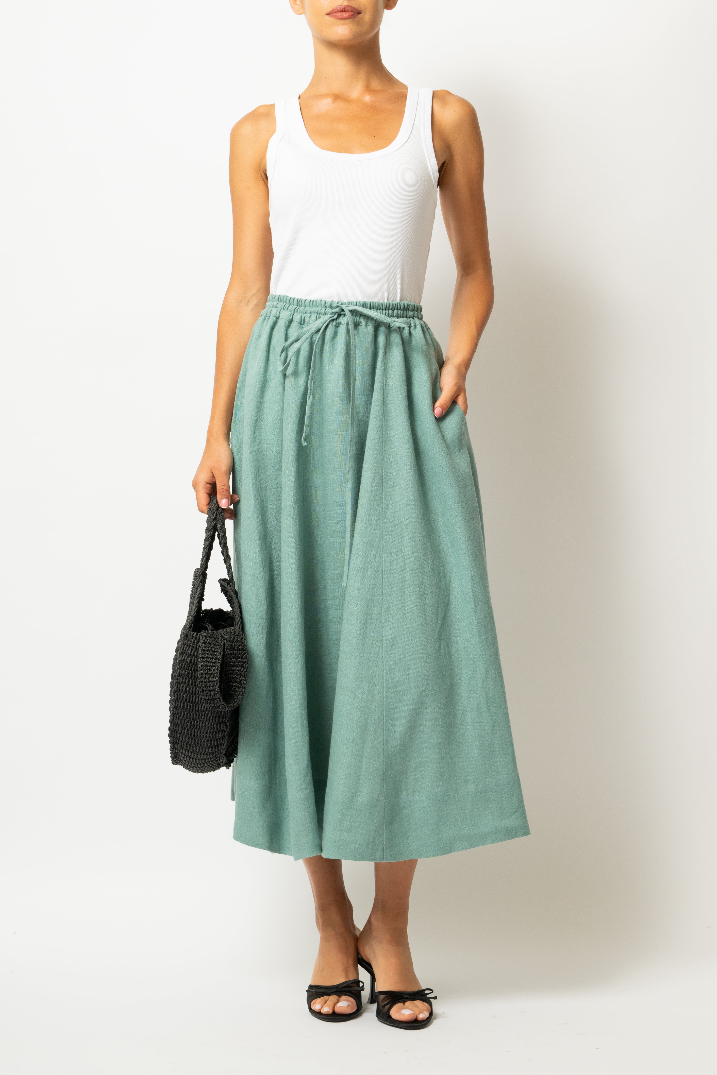 Fusta Midi din In Verde Menta