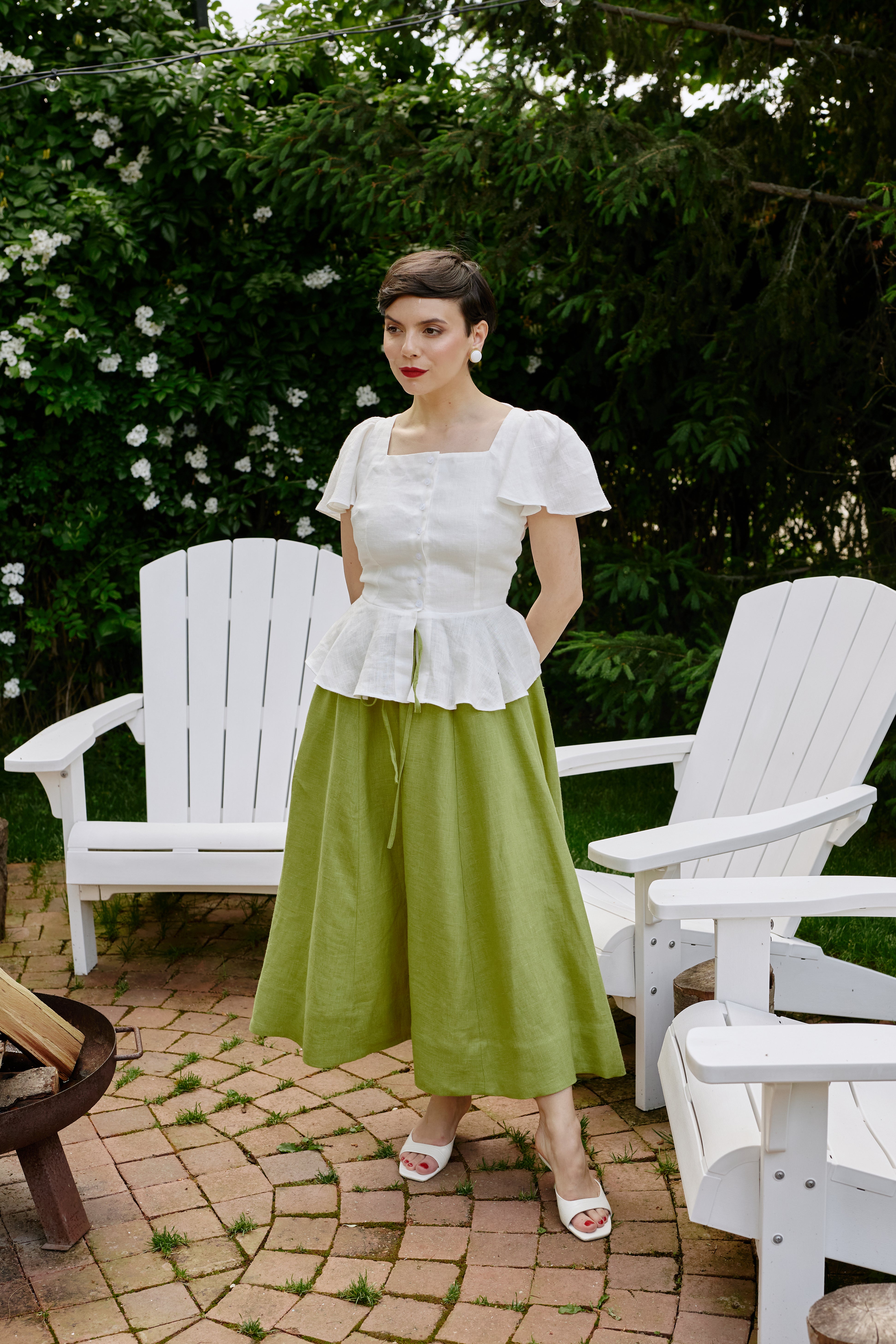 Fusta Midi din In Verde Fistic