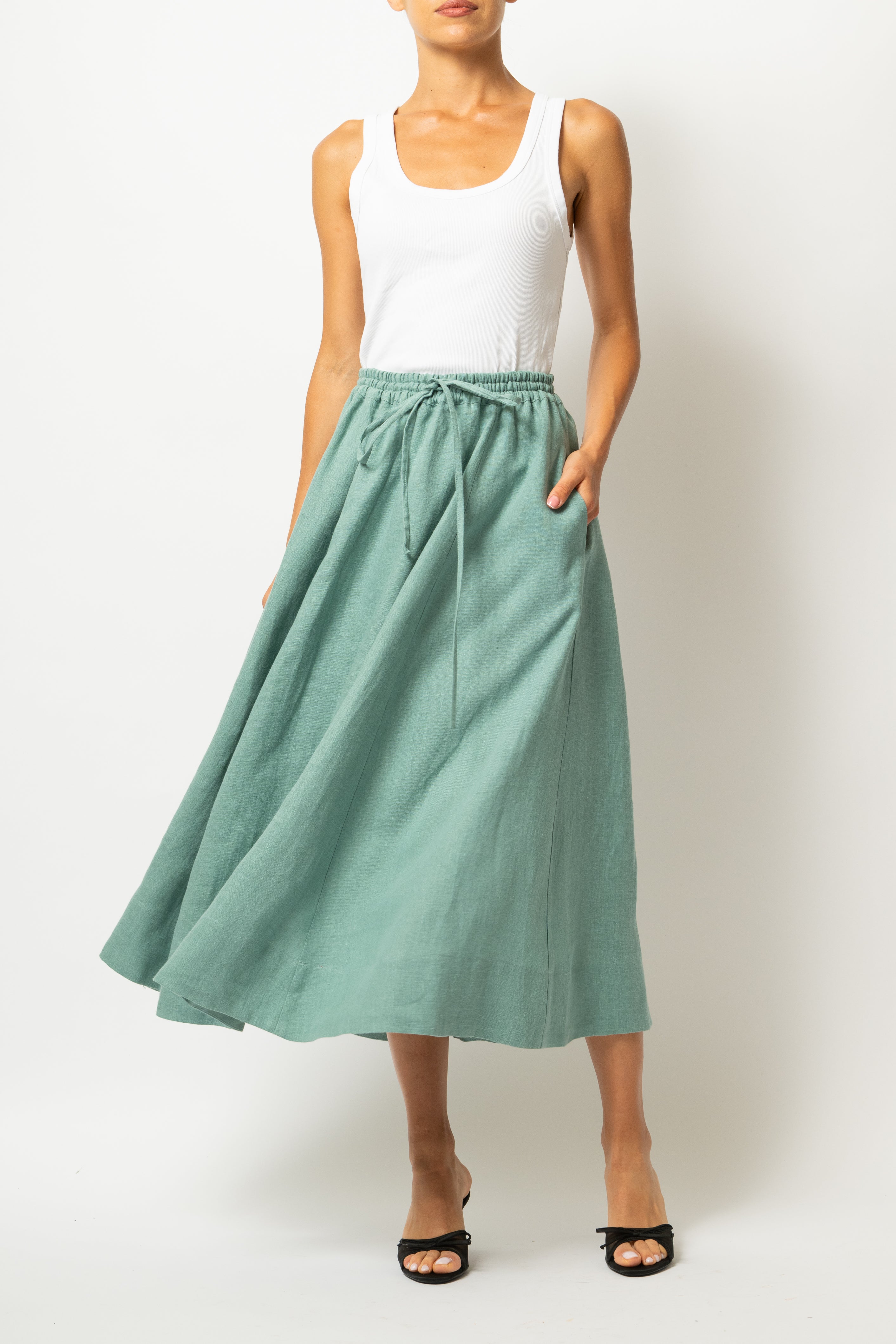 Fusta Midi din In Verde Menta
