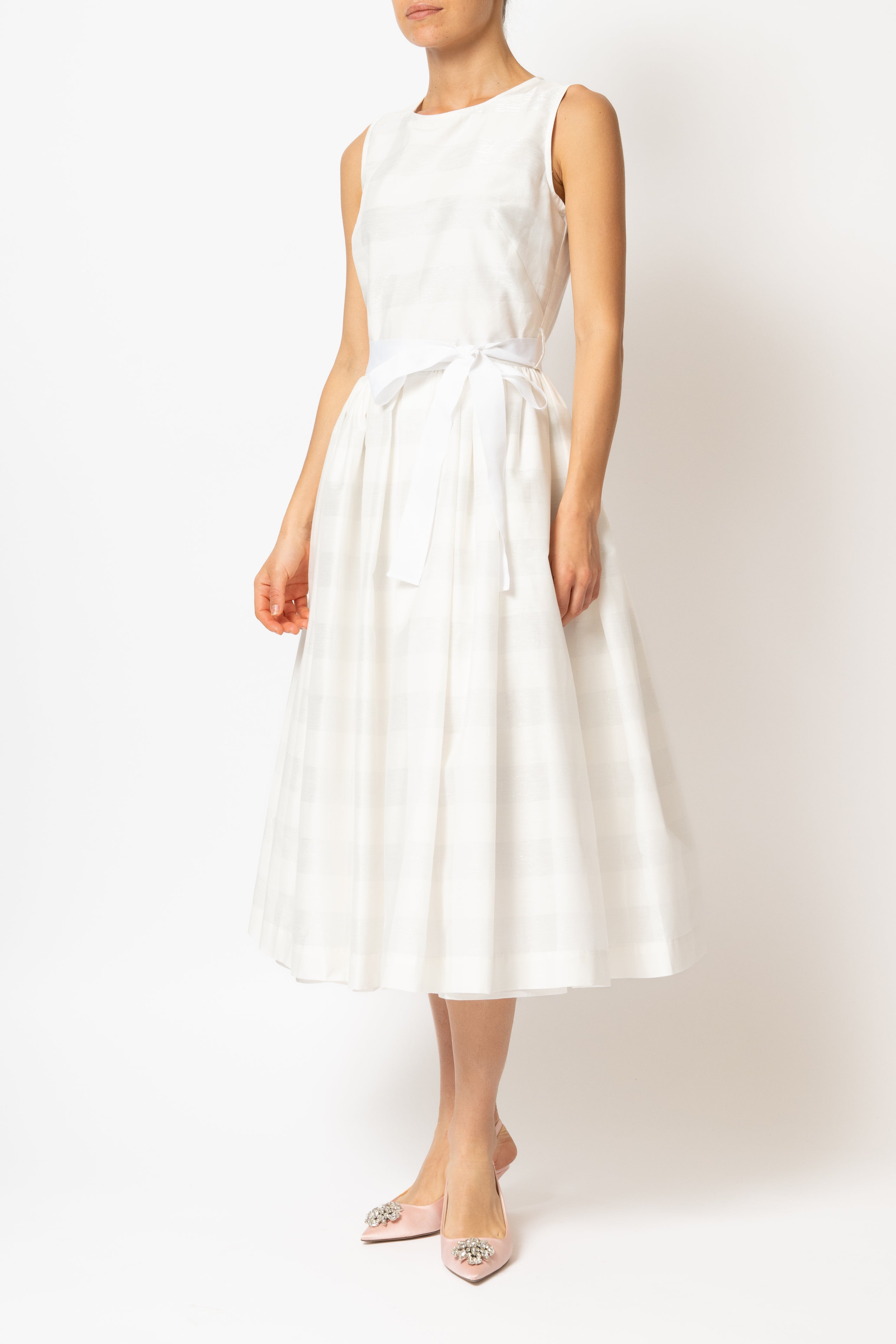 Rochie Midi in Carouri Mari, Alba