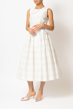 Rochie Midi in Carouri Mari, Alba