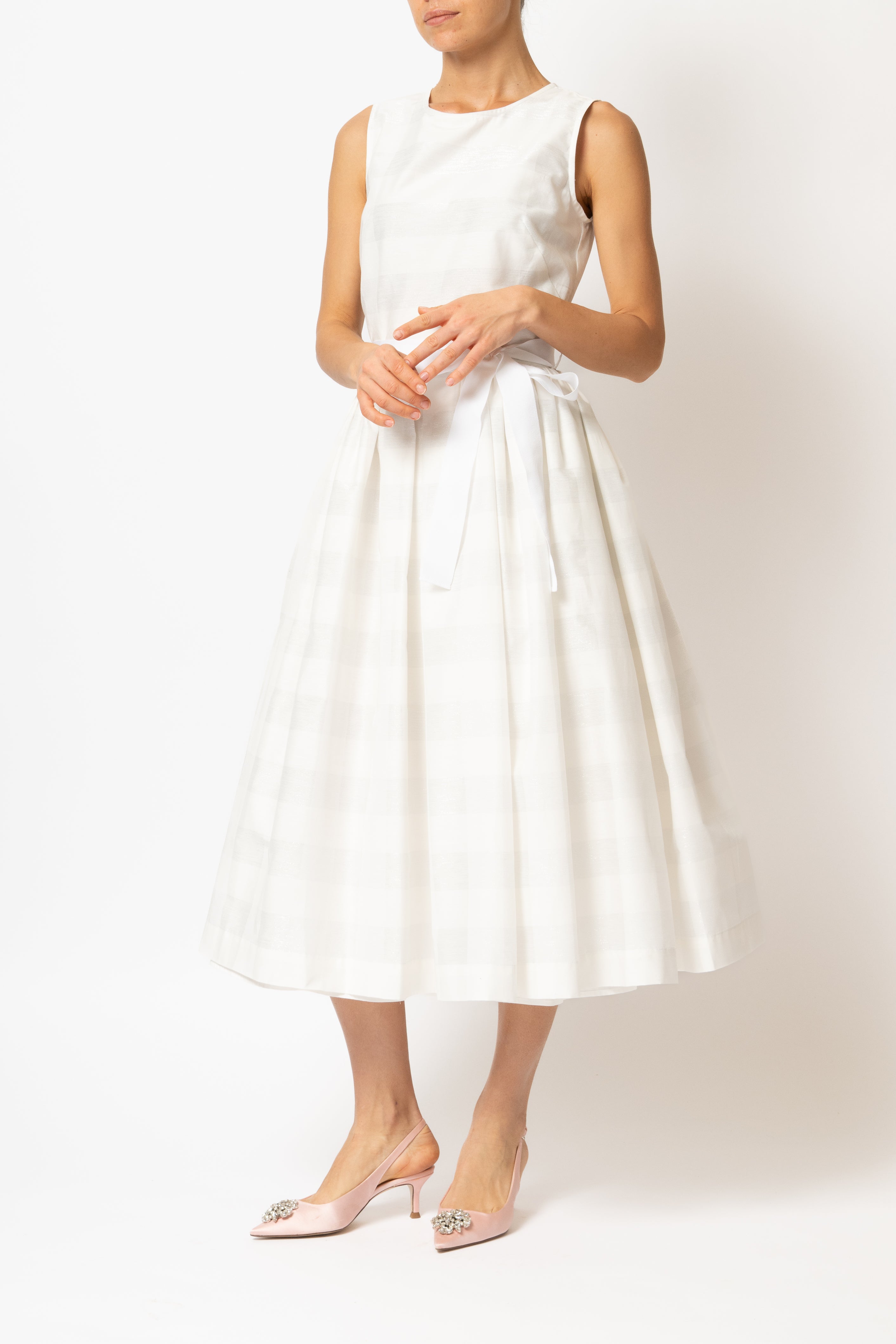 Rochie Midi in Carouri Mari, Alba
