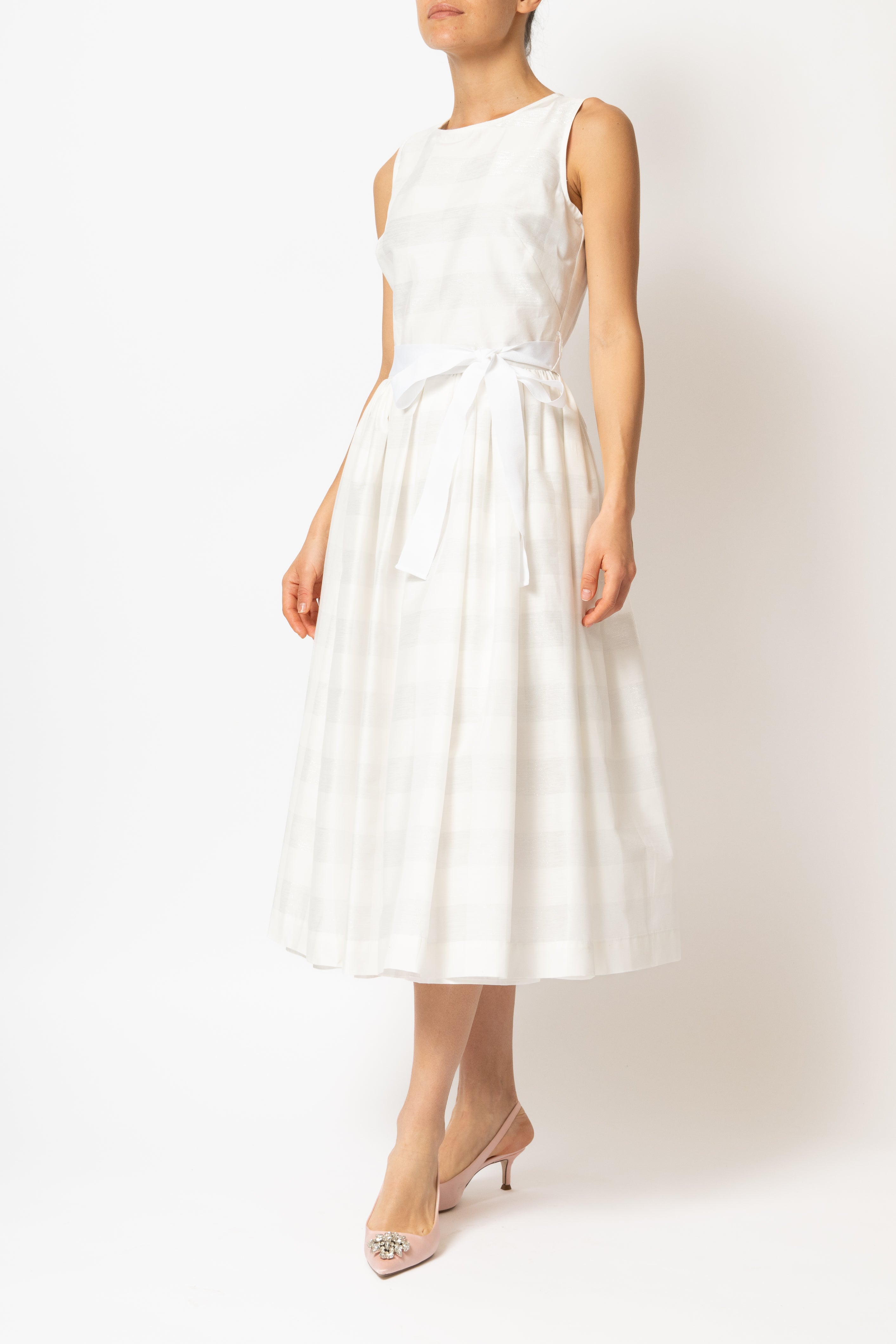 Rochie Midi in Carouri Mari, Alba