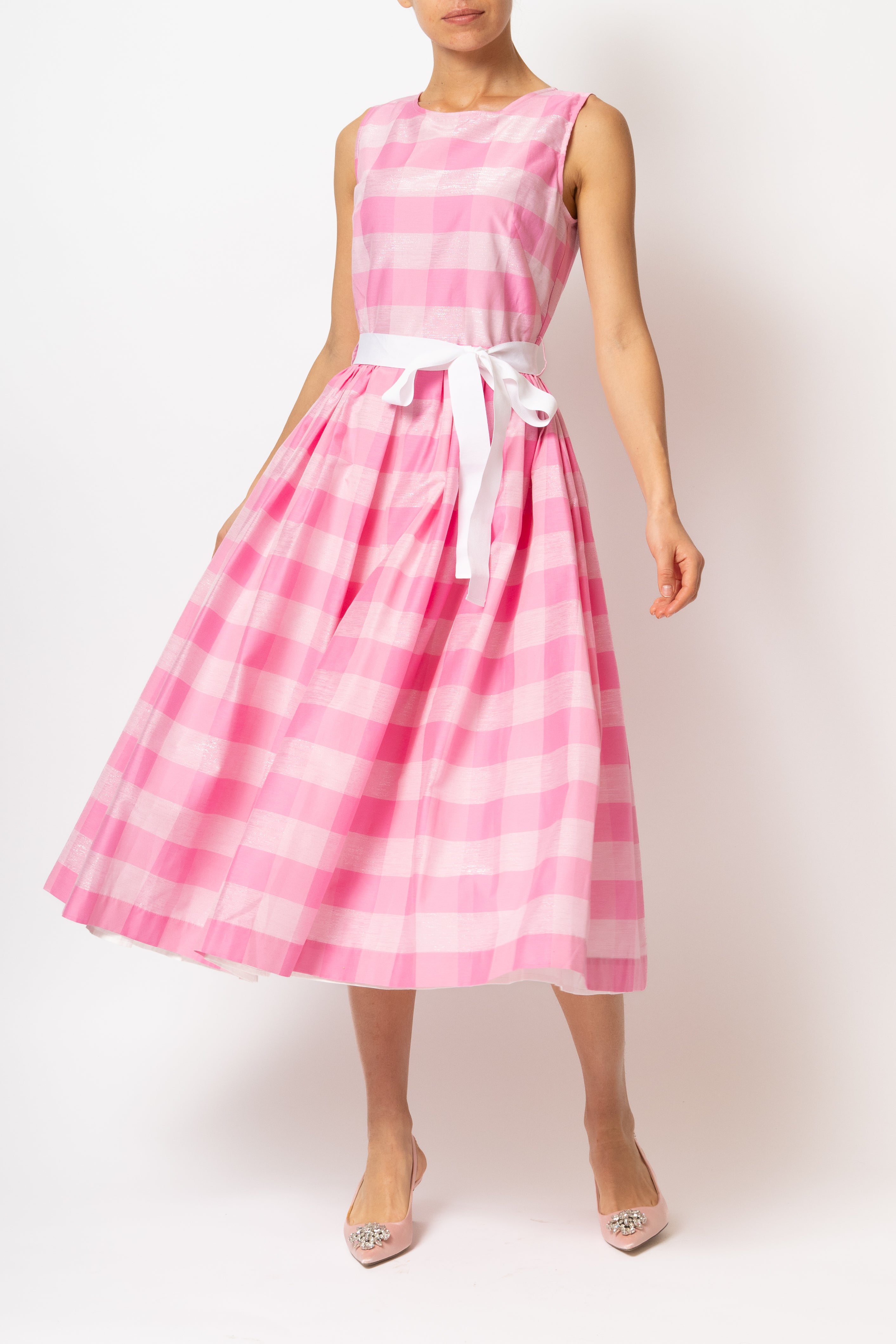 Rochie Midi in Carouri Mari Roz