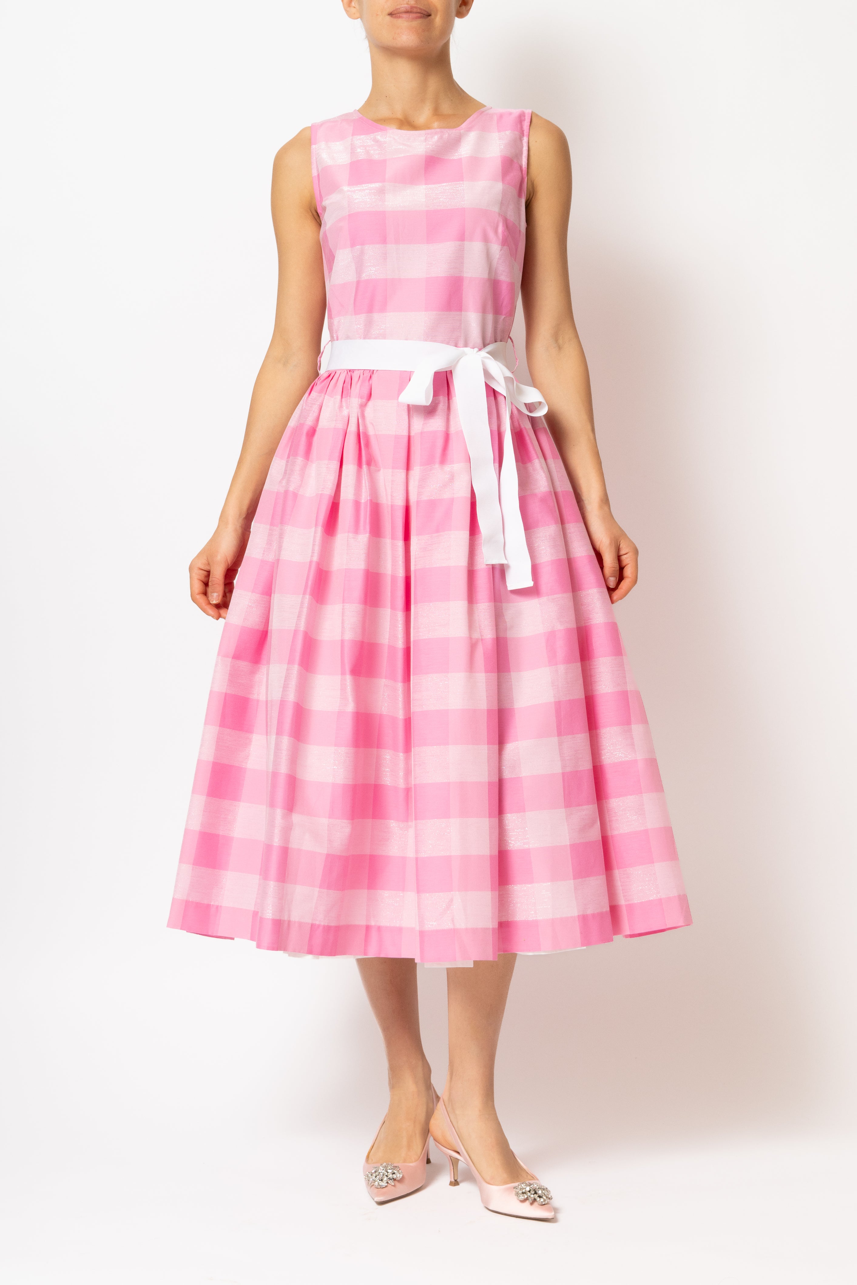 Rochie Midi in Carouri Mari Roz