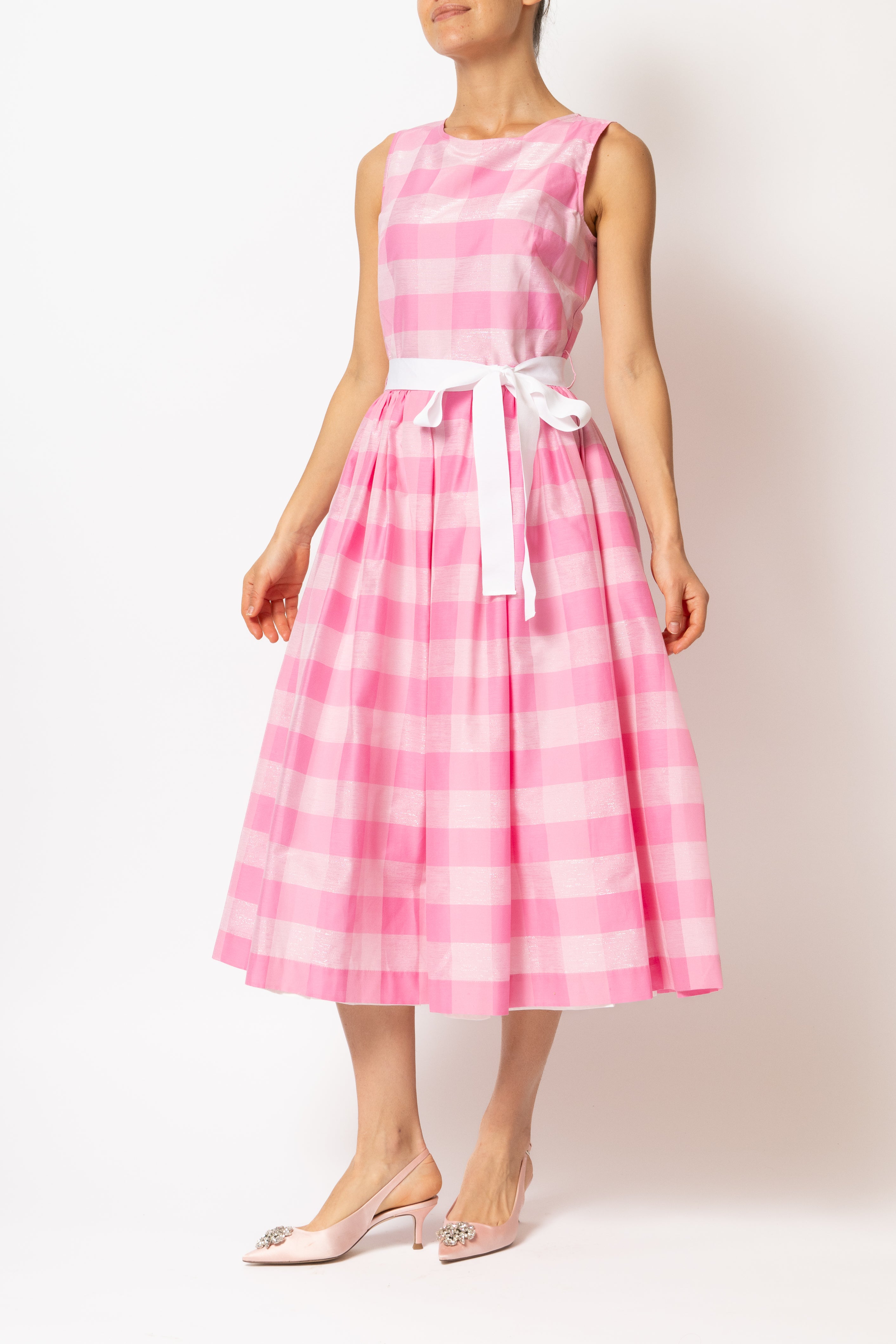 Rochie Midi in Carouri Mari Roz