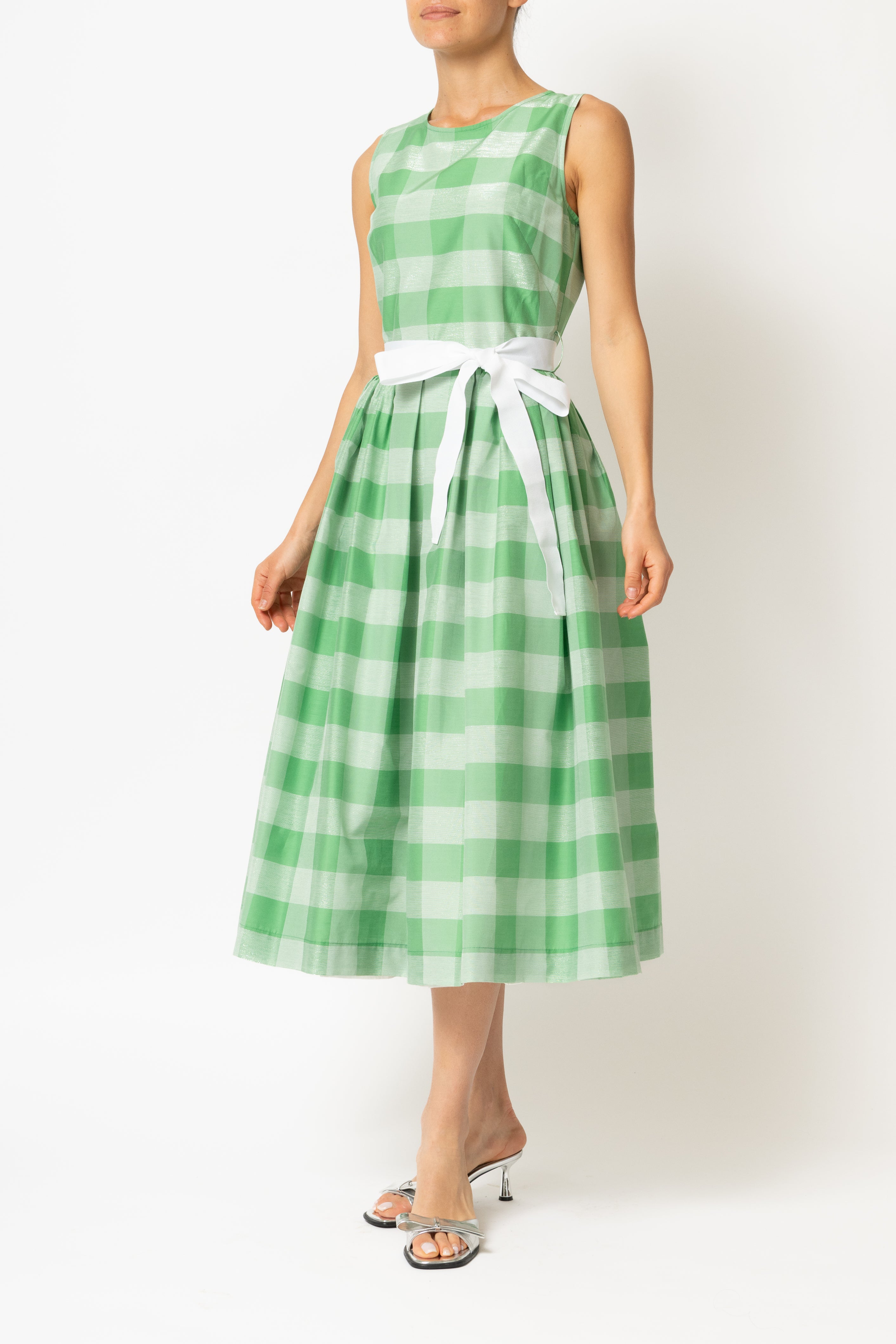 Rochie Midi in Carouri Mari, Verde