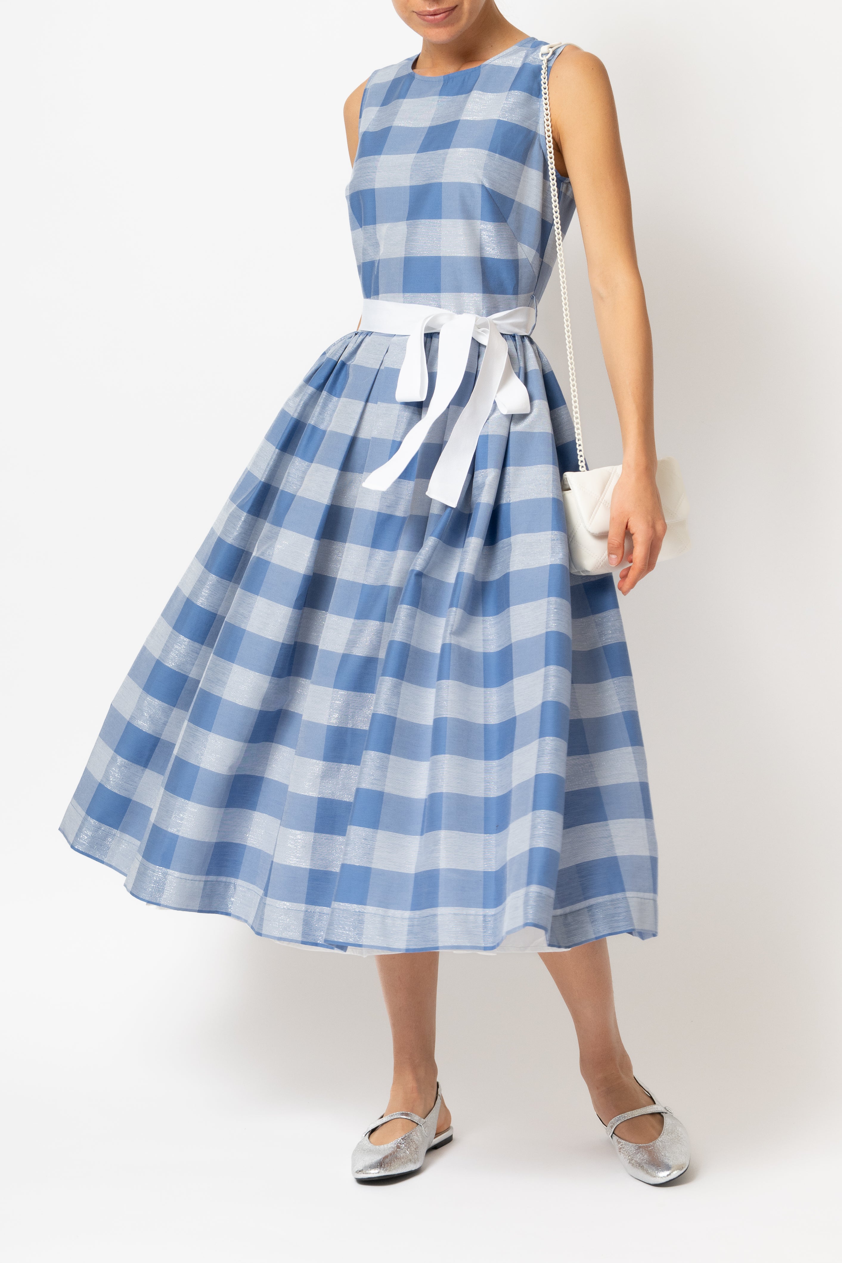 Rochie Midi in Carouri Mari Bleu