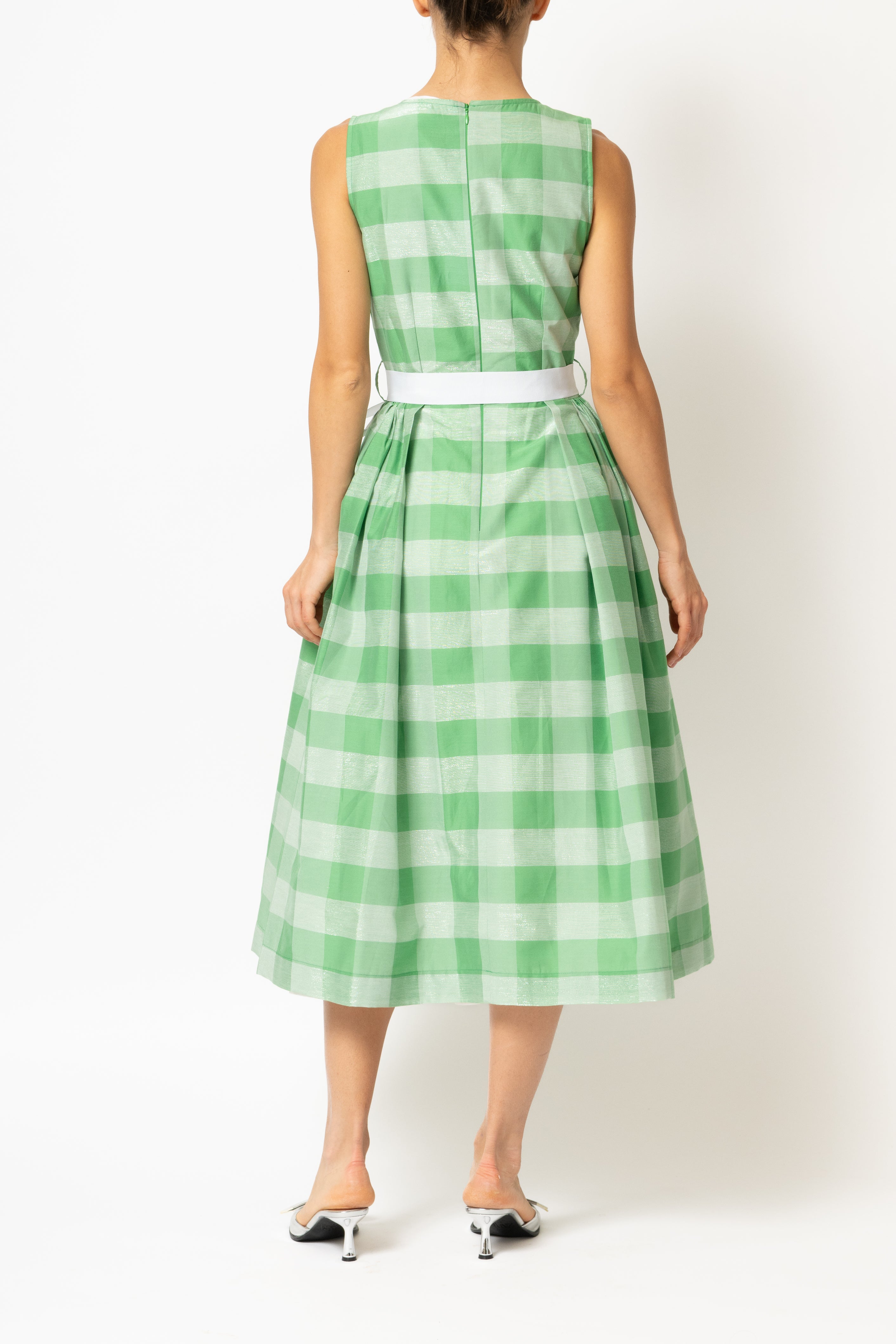 Rochie Midi in Carouri Mari, Verde
