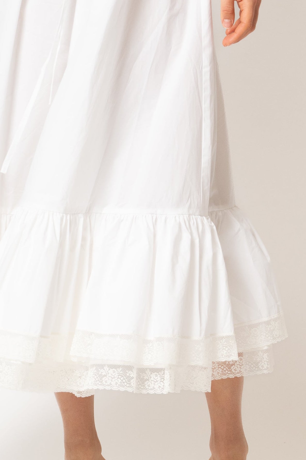 White cotton midi skirt with lace ruffles, Eyeful x Milla Milla collaboration