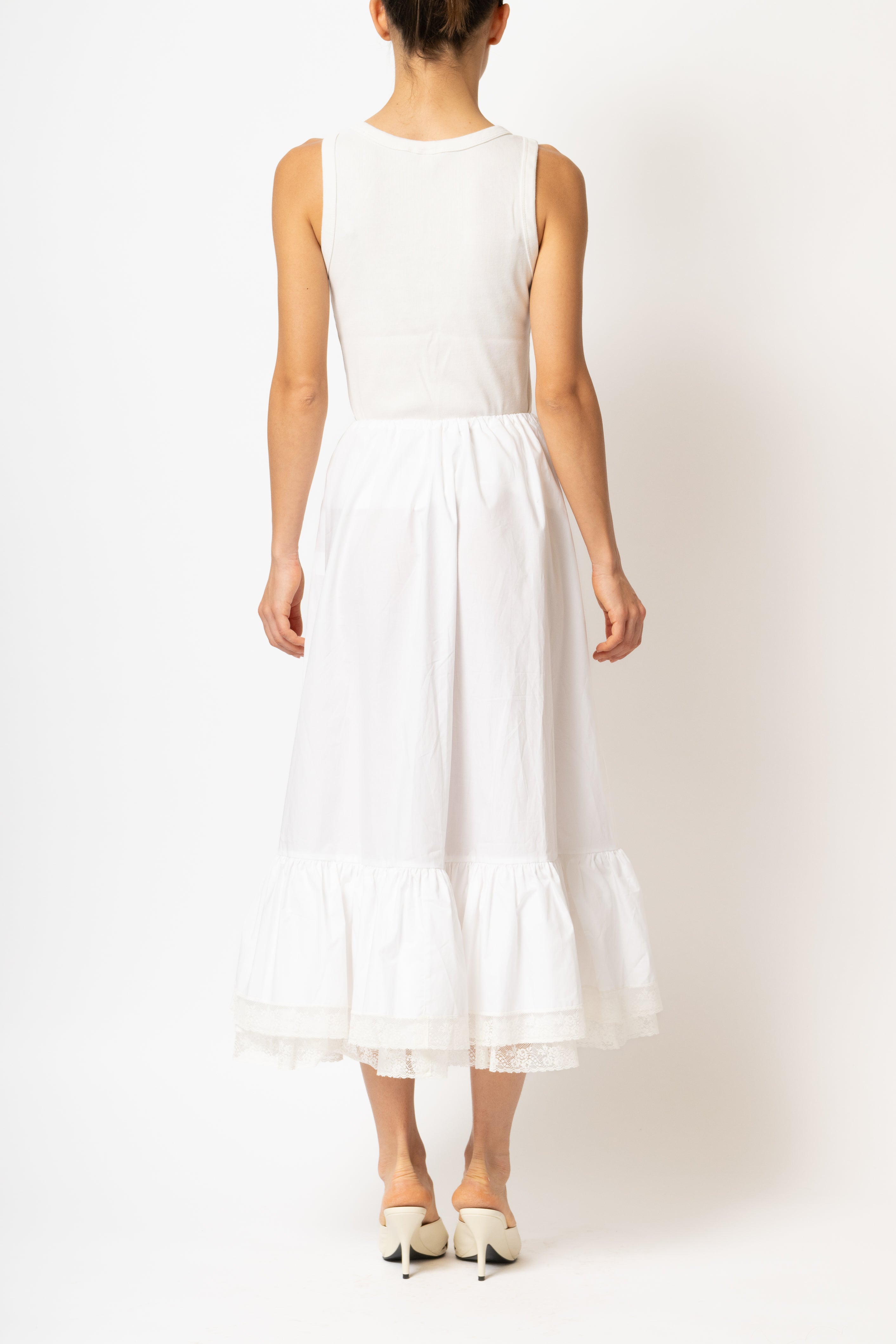 White cotton midi skirt with lace ruffles, Eyeful x Milla Milla collaboration