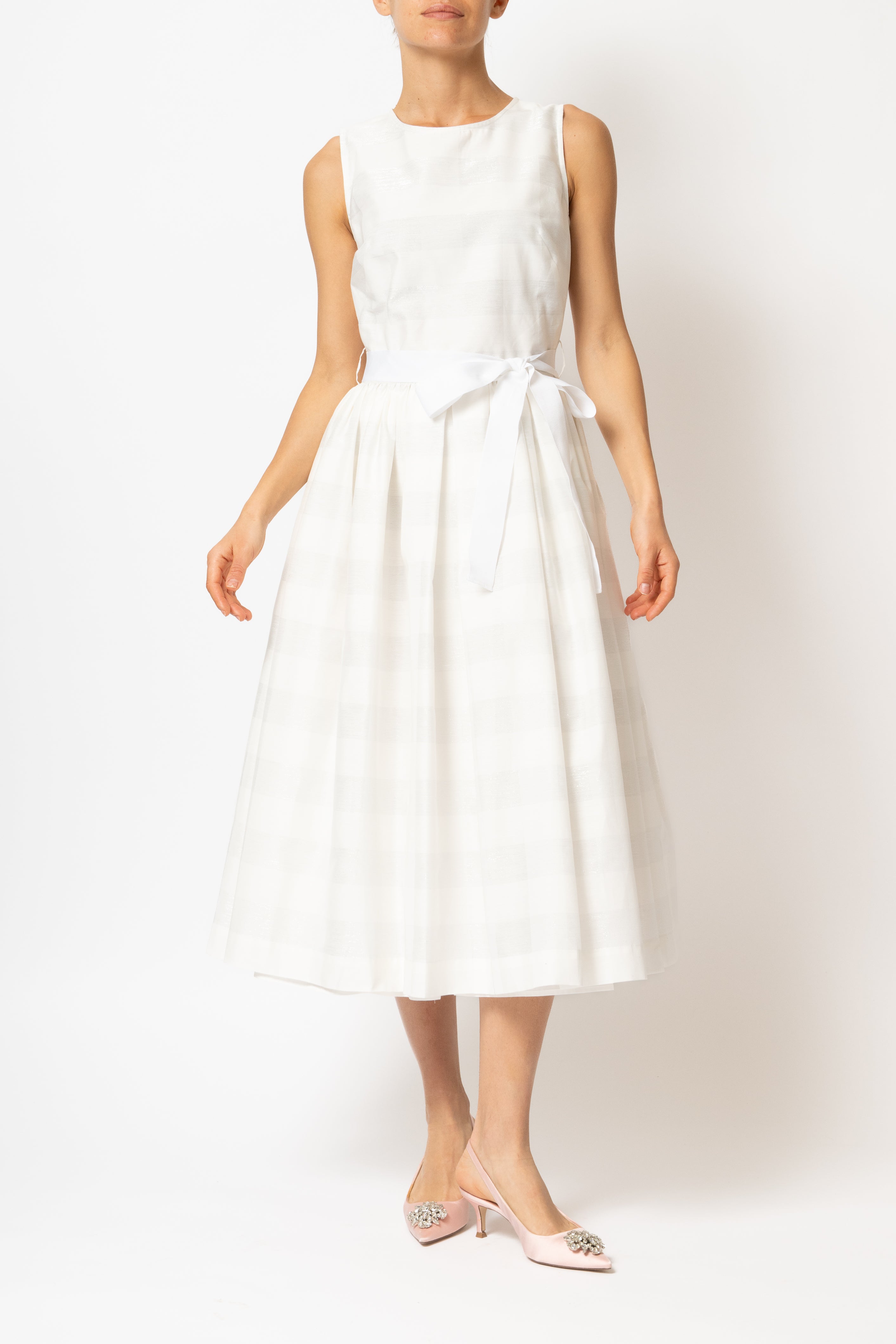 Rochie Midi in Carouri Mari, Alba