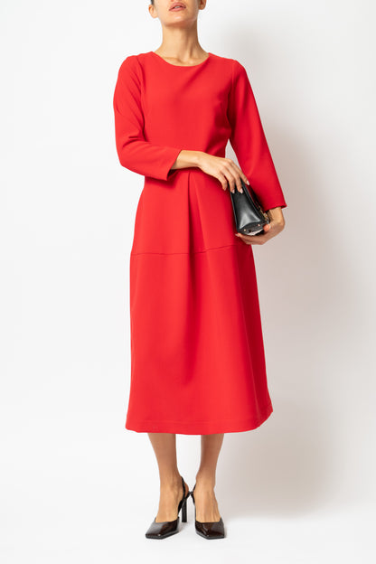 Rochie Office Midi din Vascoza, Rosie