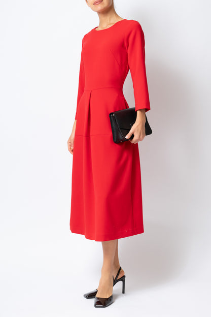 Rochie Office Midi din Vascoza, Rosie