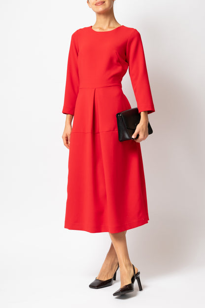 Rochie Office Midi din Vascoza, Rosie