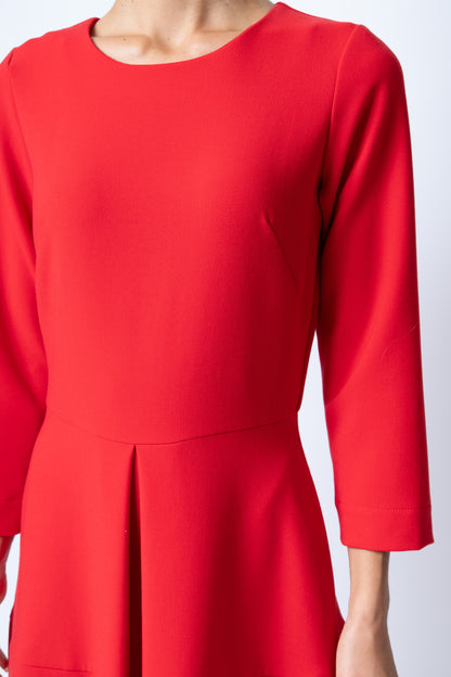 Rochie Office Midi din Vascoza, Rosie