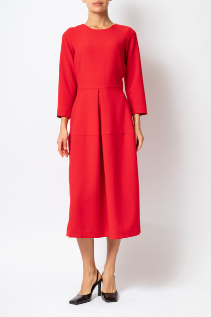 Rochie Office Midi din Vascoza, Rosie