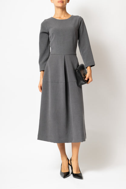 Rochie Office Midi din Vascoza, Gri Antracit